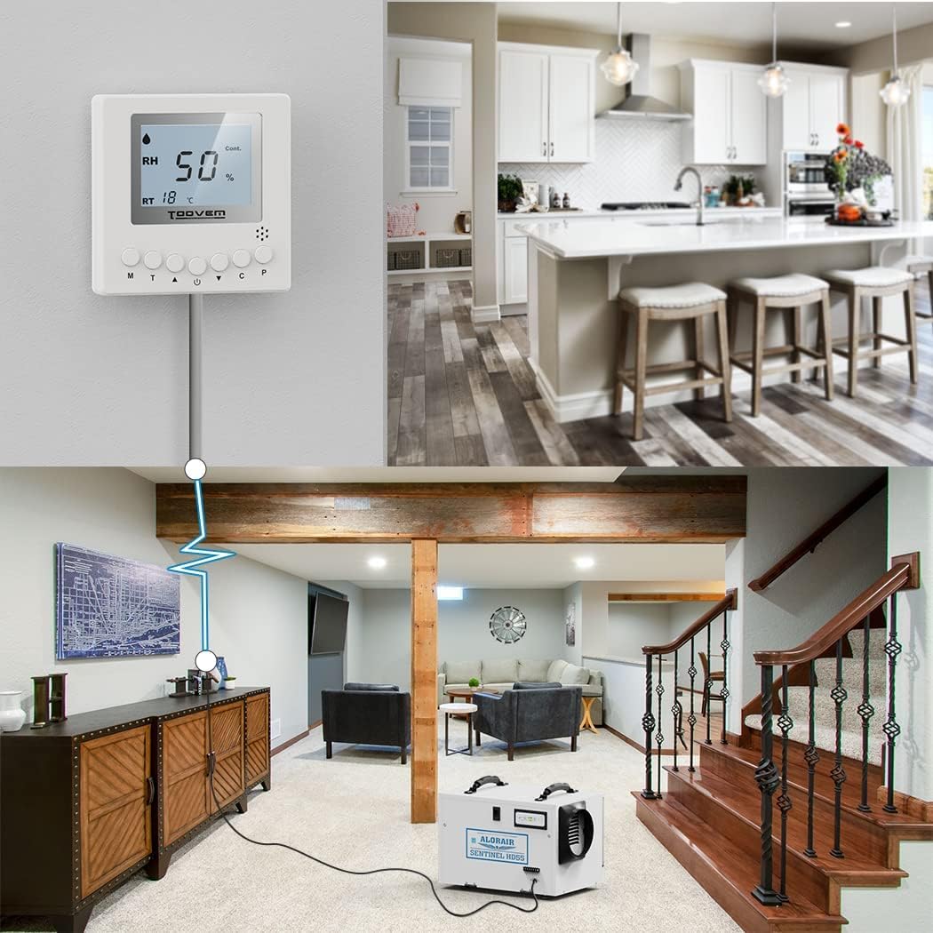 TooVem Remote Controller for Digital Humidity, Temperature, Adapt the Humidity Level, for Basement Crawl Space Dehumidifier