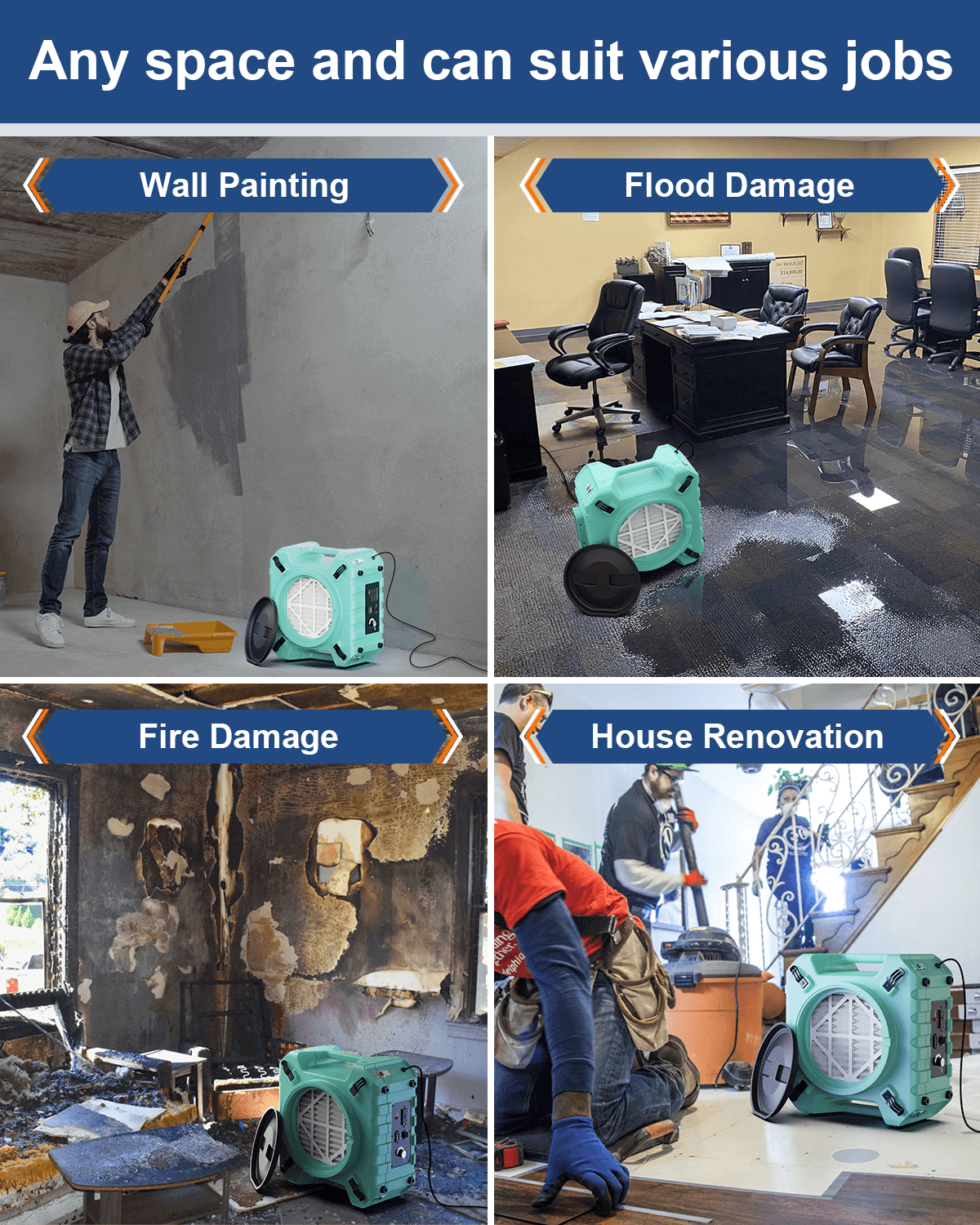Alorair® Fire & Smoke Restoration Combo Pack, 1 x Air Mover and 1 x Scrubber  | Zeus 900 & Max/Pro 770