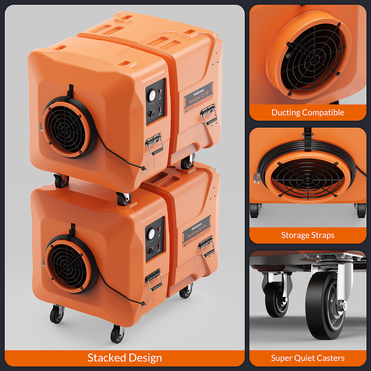 PuriCare S2 UV Commercial Air Scrubber with UV-C Light, 3 Stage Filters, Up To 2000 CFM | Alorair