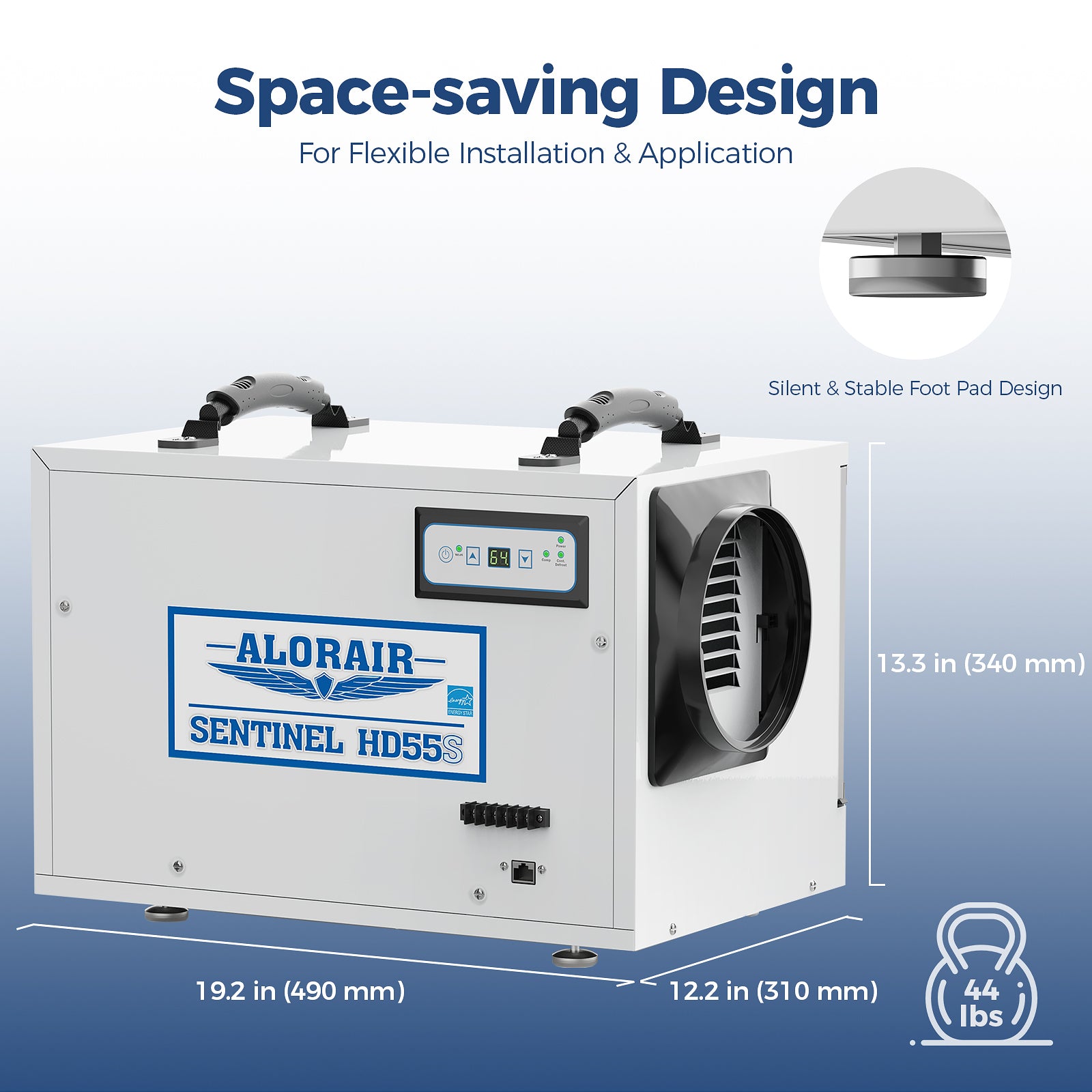 AlorAir® WiFi App Controlled Dehumidifier Removal 120PPD Size for 1300 sq.ft | Sentinel HD55S White WIFI
