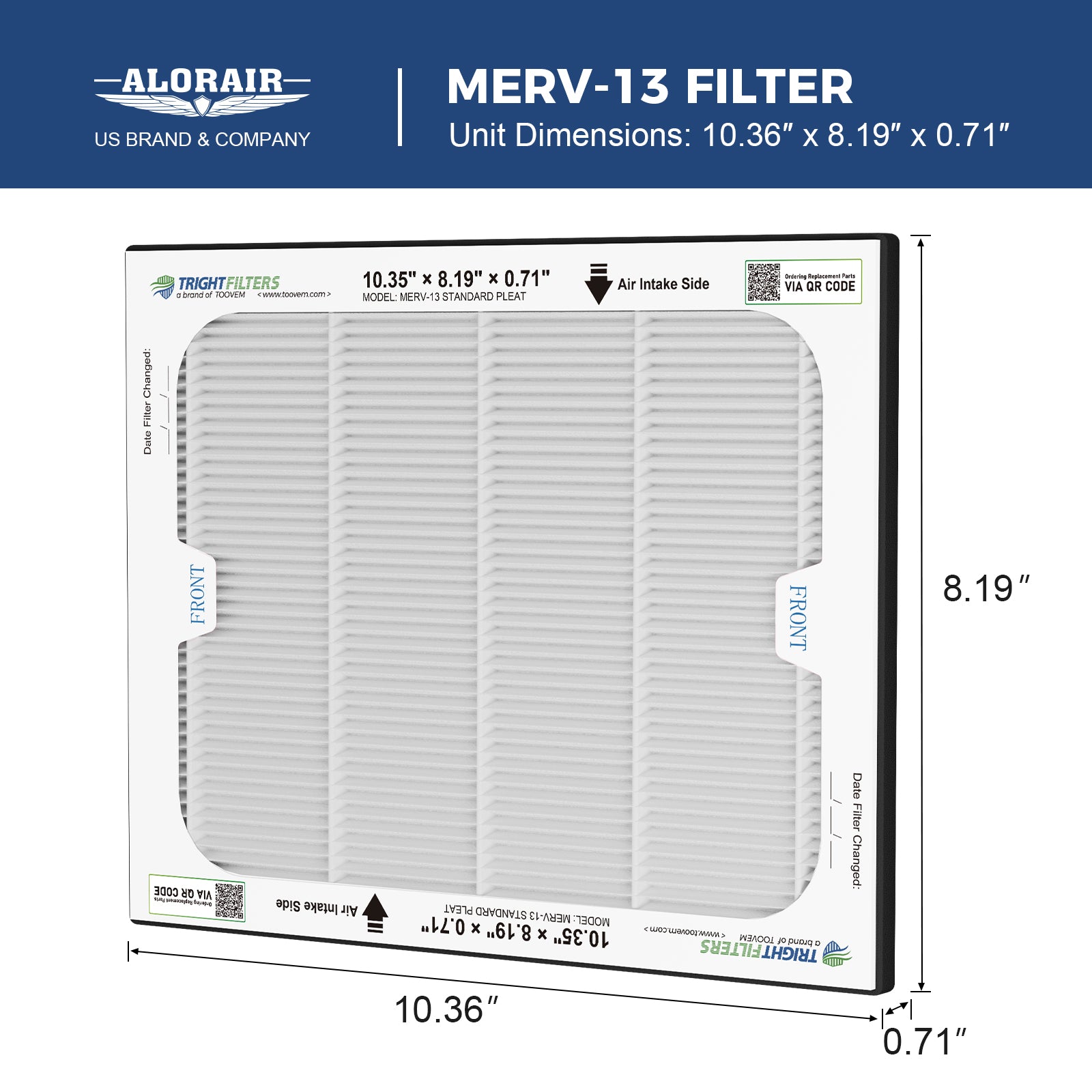 AlorAir 3 Pack MERV-13 Air Filter for Purecare 1050/1050IG Air Filtration System