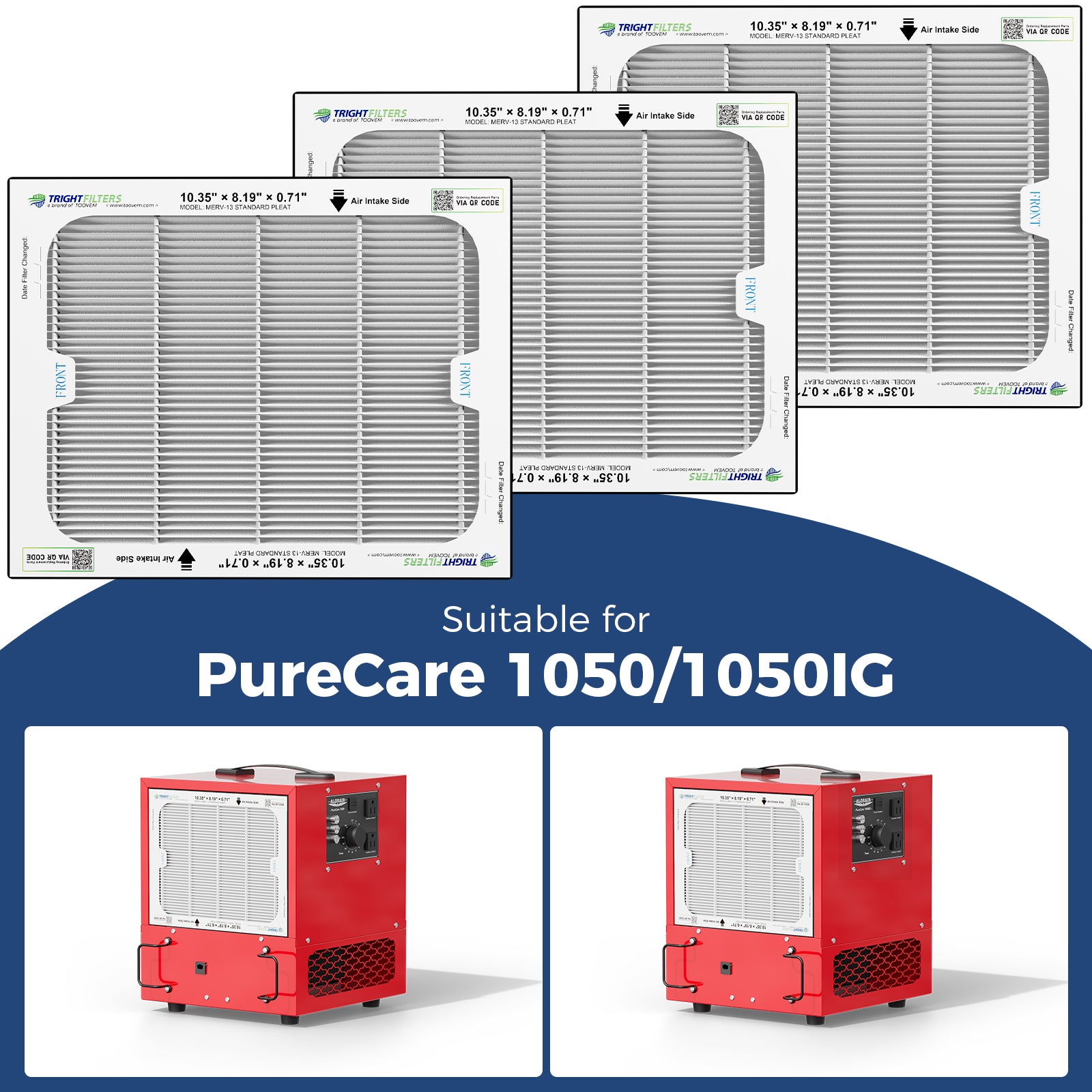 AlorAir 3 Pack MERV-13 Air Filter for Purecare 1050/1050IG Air Filtration System