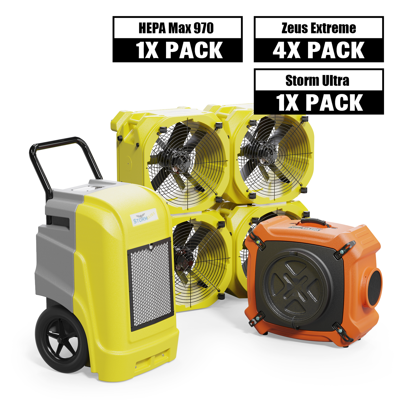 Alorair® Mold Prevention Combo Pack, 1 x Dehumidifier, 4 x Air Mover and 1 x Scrubber | Storm Ultra & Zeus Extreme & Max/Pro 970