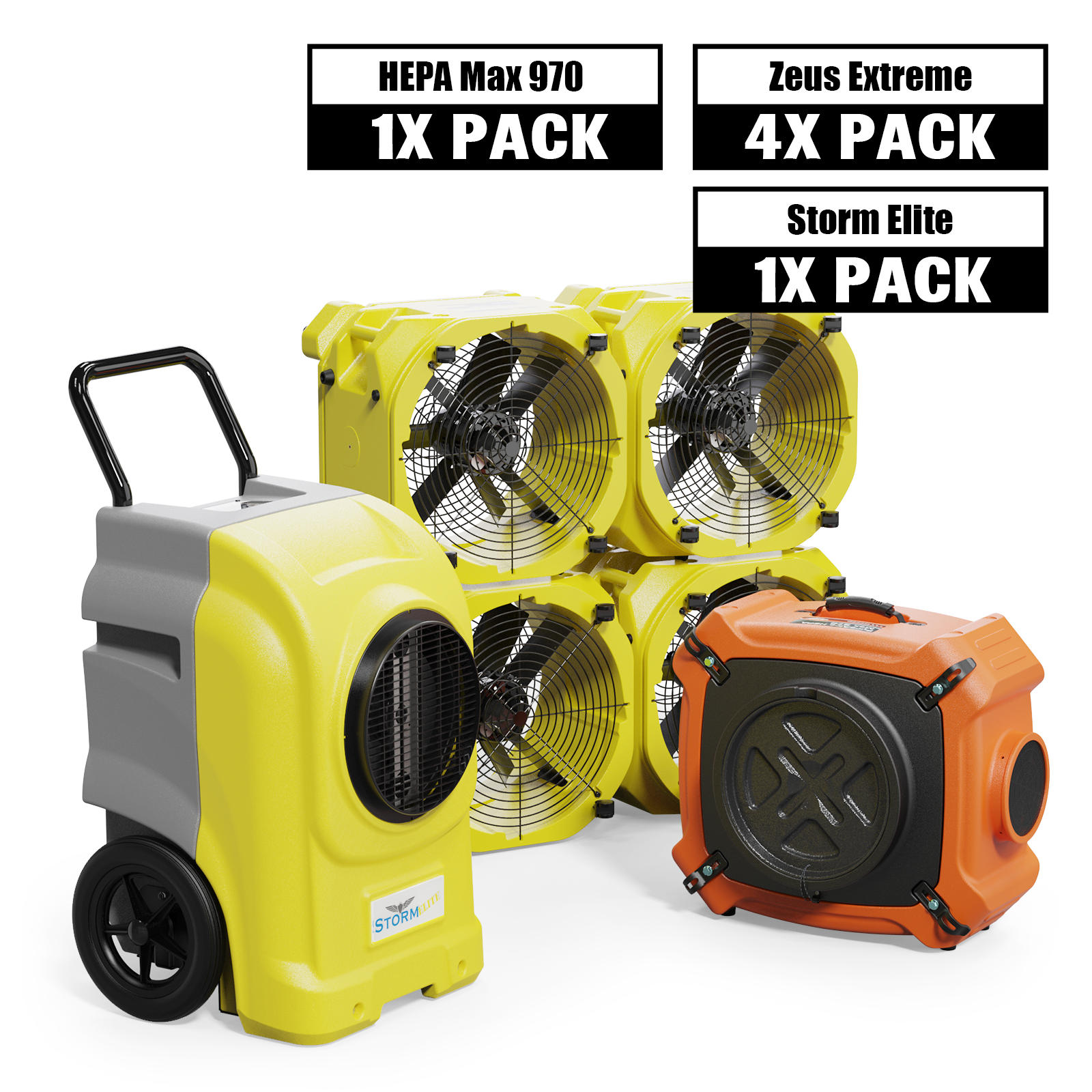 Alorair® Mold Prevention  Combo Pack, 1 x Dehumidifier, 4 x Air Mover and 1 x Scrubber | Storm Elite & Zeus Extreme & Max/Pro 970