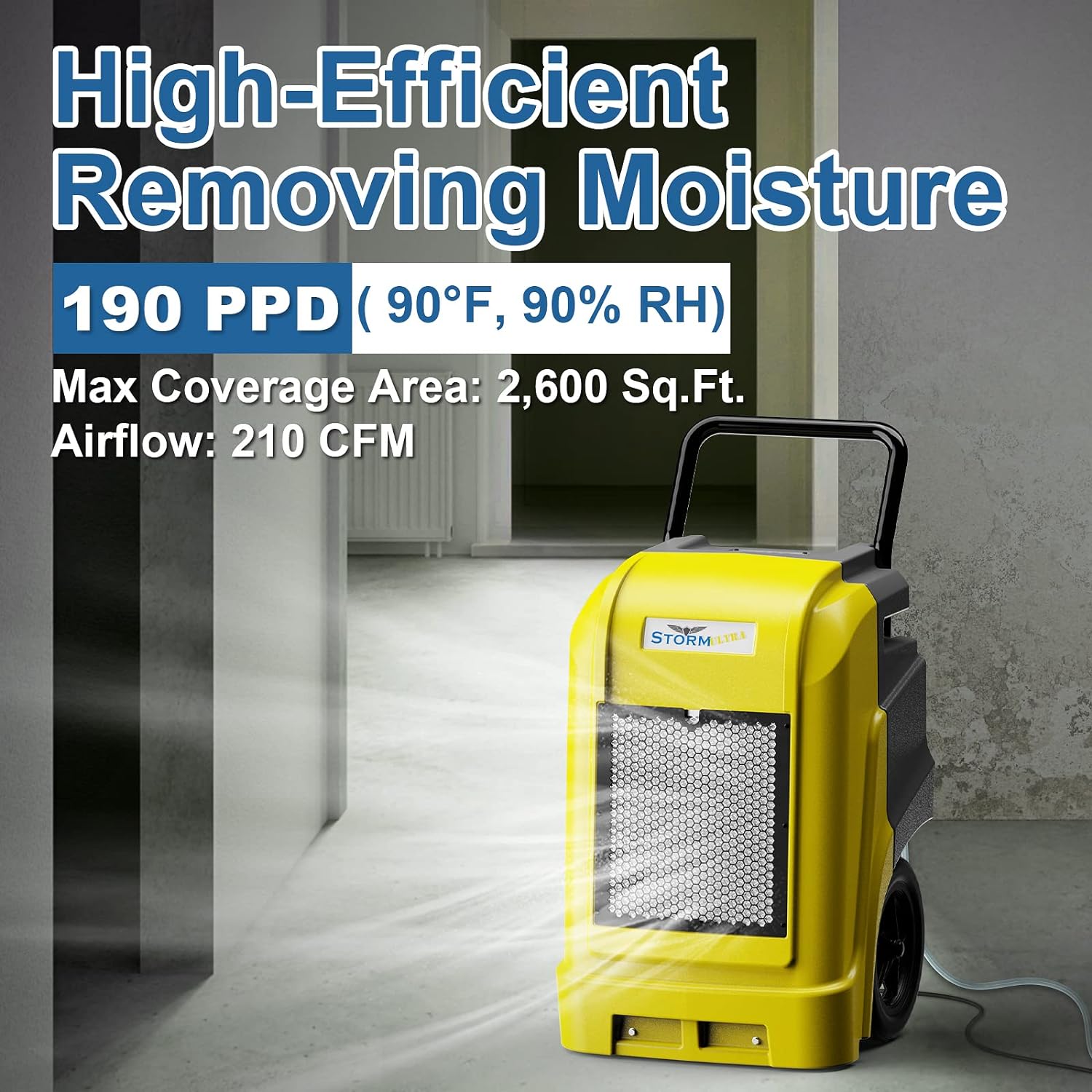 AlorAir® 190 Pints Smart Wi-Fi Large Capacity Industrial Dehumidifier for Basements, Garages & Job Sites | Storm Ultra