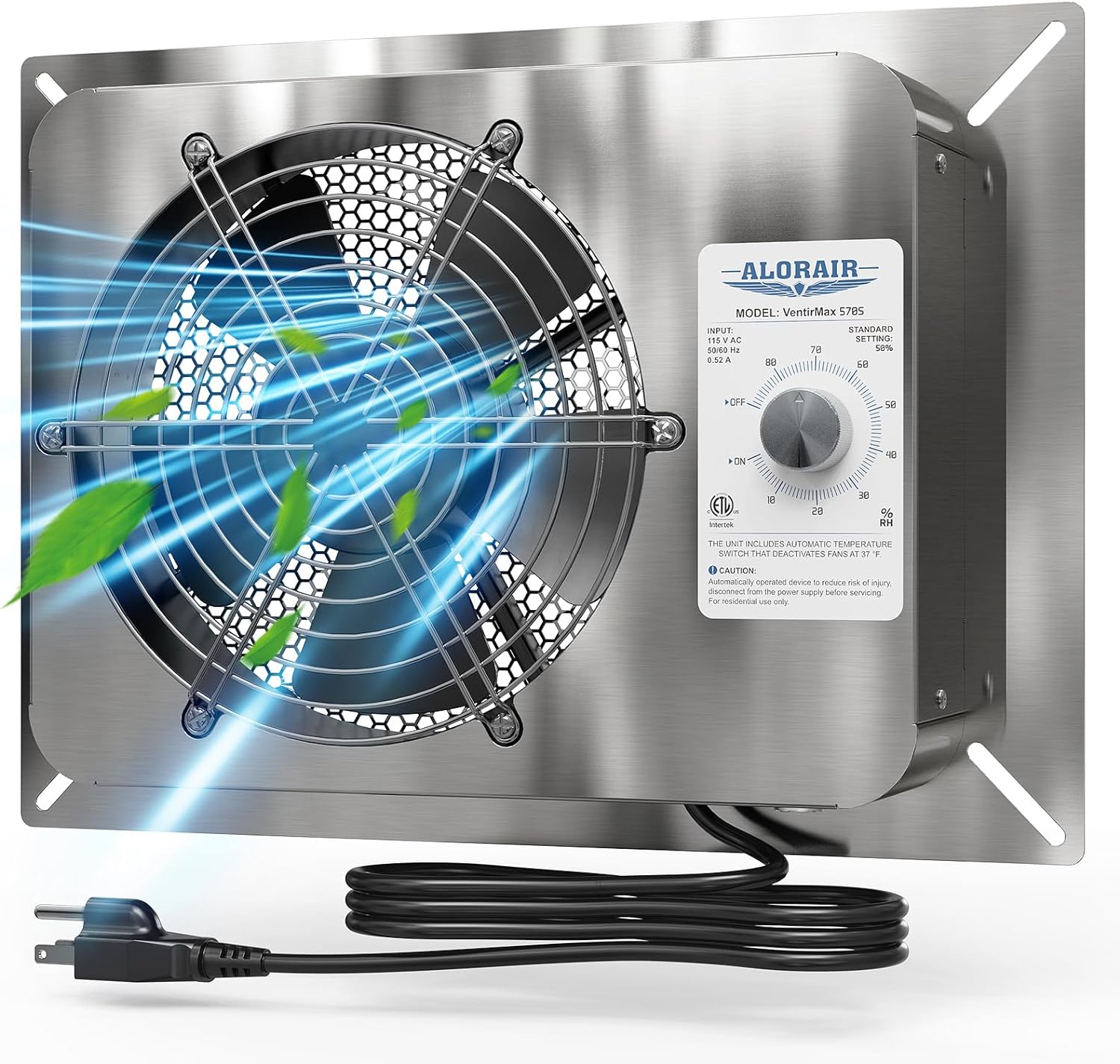 AlorAir 570CFM Stainless Steel Crawl Space Ventilation Fan IP55 Rated with Thermostat | VentirMax 570S