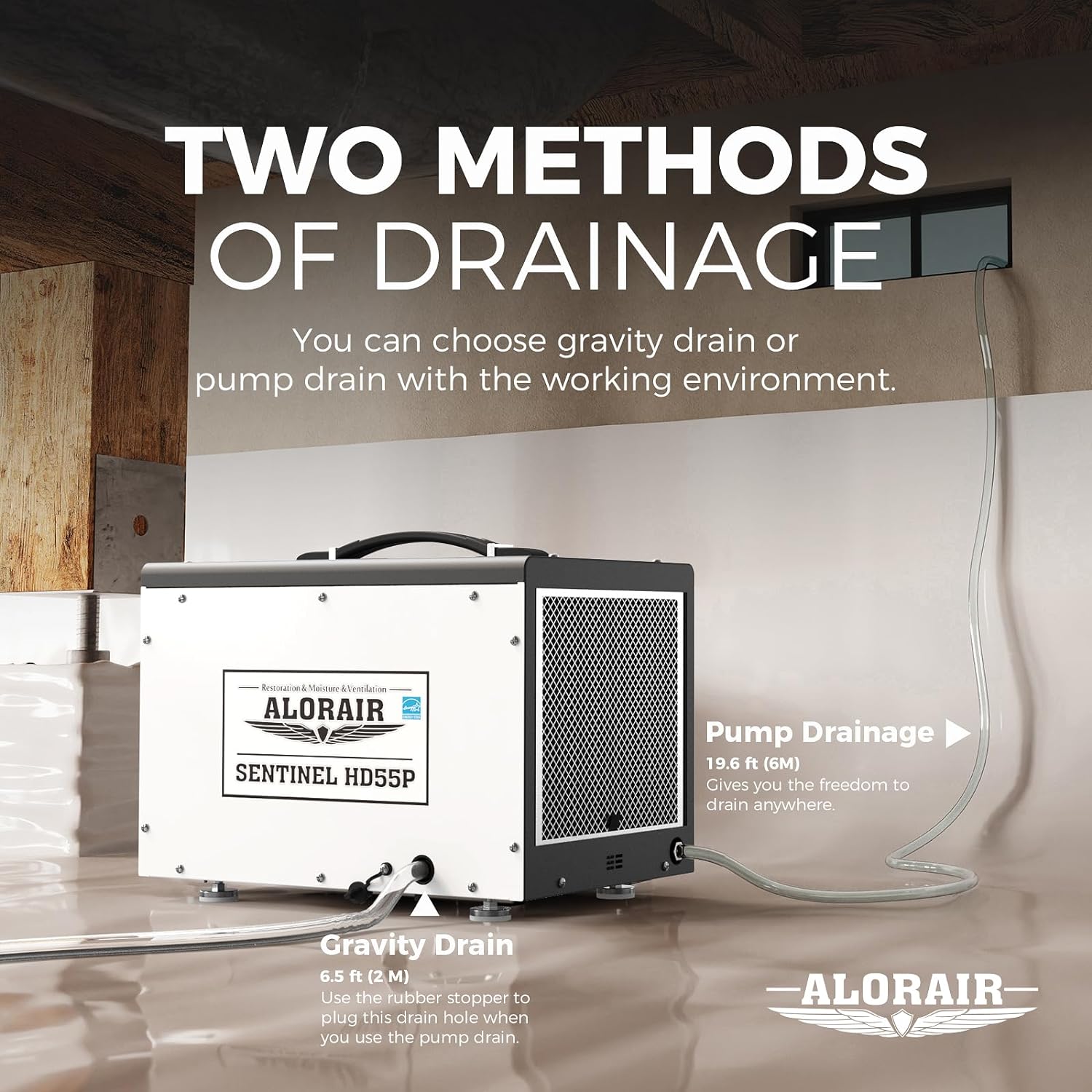 ALORAIR 120 Pint Commercial Dehumidifier Crawl Space Dehumidifier Up to 1,500 sq | Sentinel HD55P