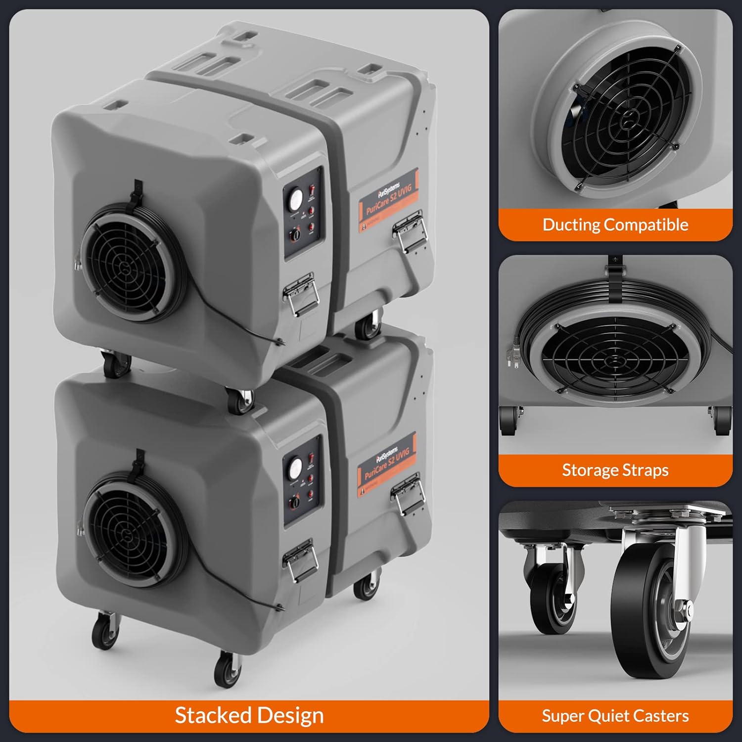 PuriCare S2 UVIG Industrial Commercial Air Scrubber  Buit-in UV-C Light & Lonizer | Alorair