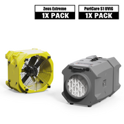Alorair® Sanitization & Disinfection Combo Pack, 1 x Air Mover and 1 x Scrubber | Zeus Extreme & PuriCare S1 UVIG