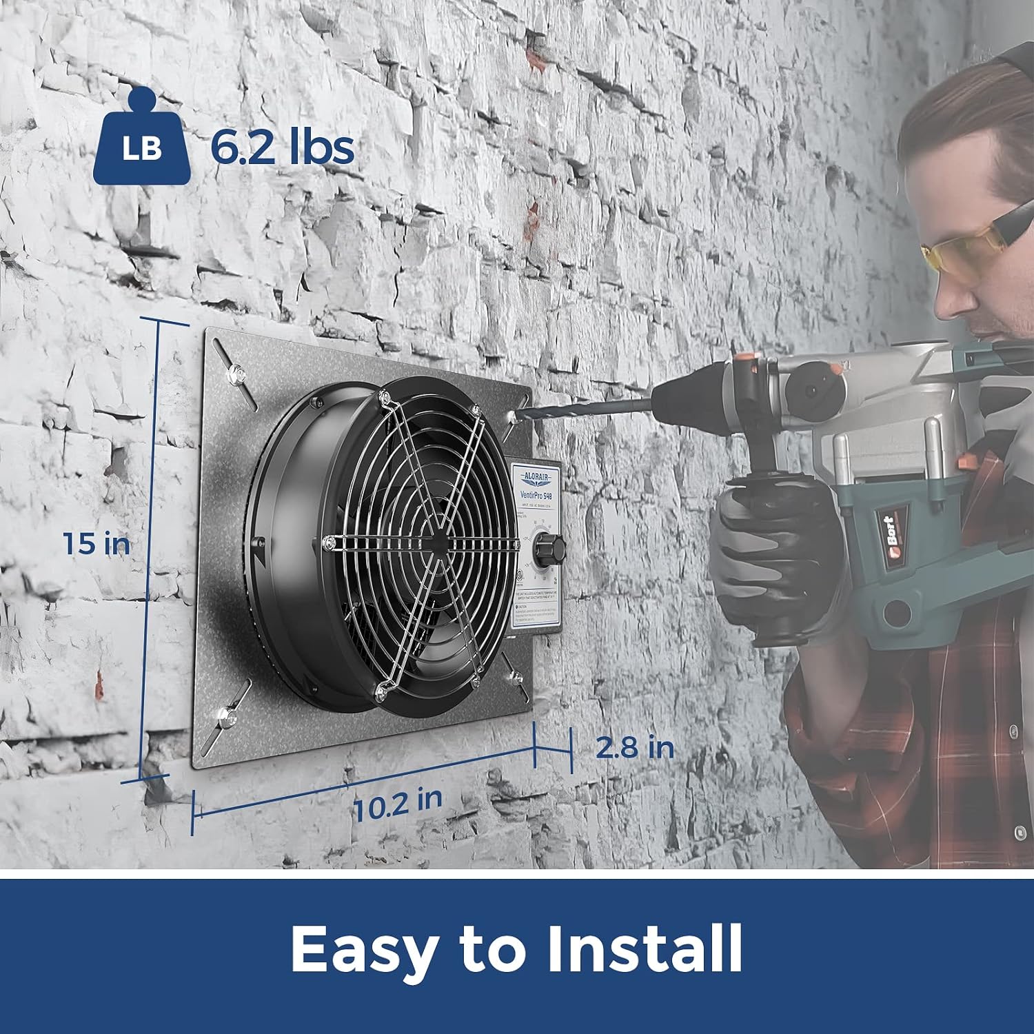 ALORAIR 540 CFM IP-55 Grade Crawlspace Ventilation Fans, 8.7 inches with Humidistat & Thermostat | VentirPro 540