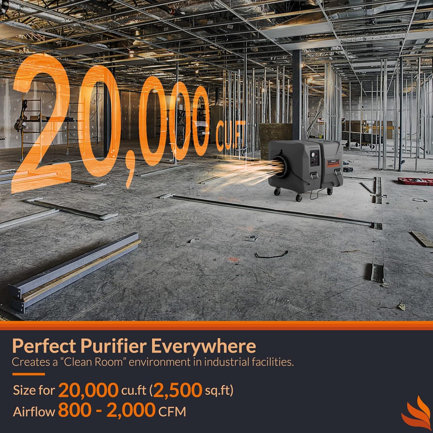 PuriCare S2 UVIG Industrial Commercial Air Scrubber  Buit-in UV-C Light & Lonizer | Alorair