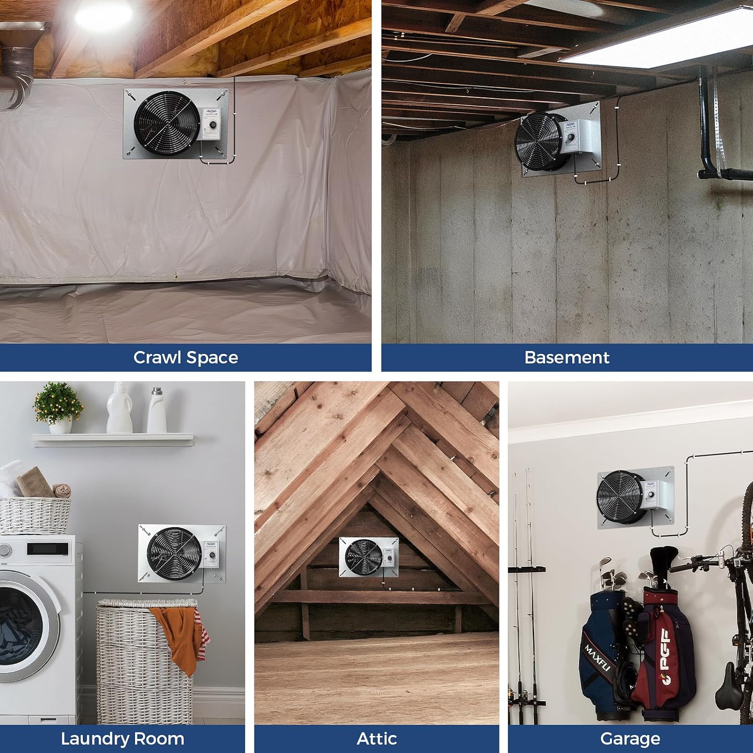 ALORAIR 720 CFM High Flow Powered Crawl Space Ventilation Fan with Freeze Protection Thermostat & Dehumidistat, IP55 Rated | VentirPro 720