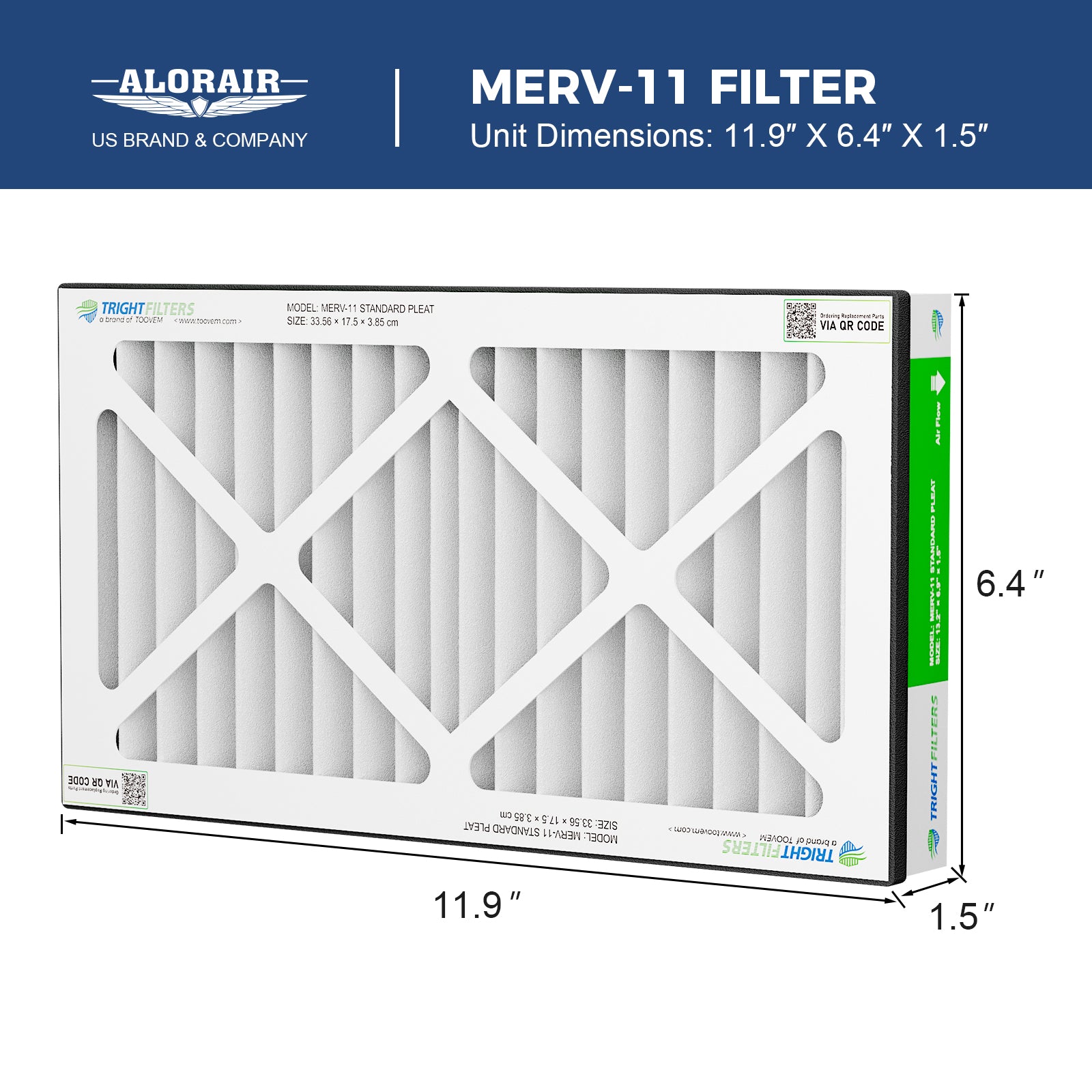 AlorAir 3 Pack MERV-11 Air Filter for Purecare 780/780IG Air Filtration System