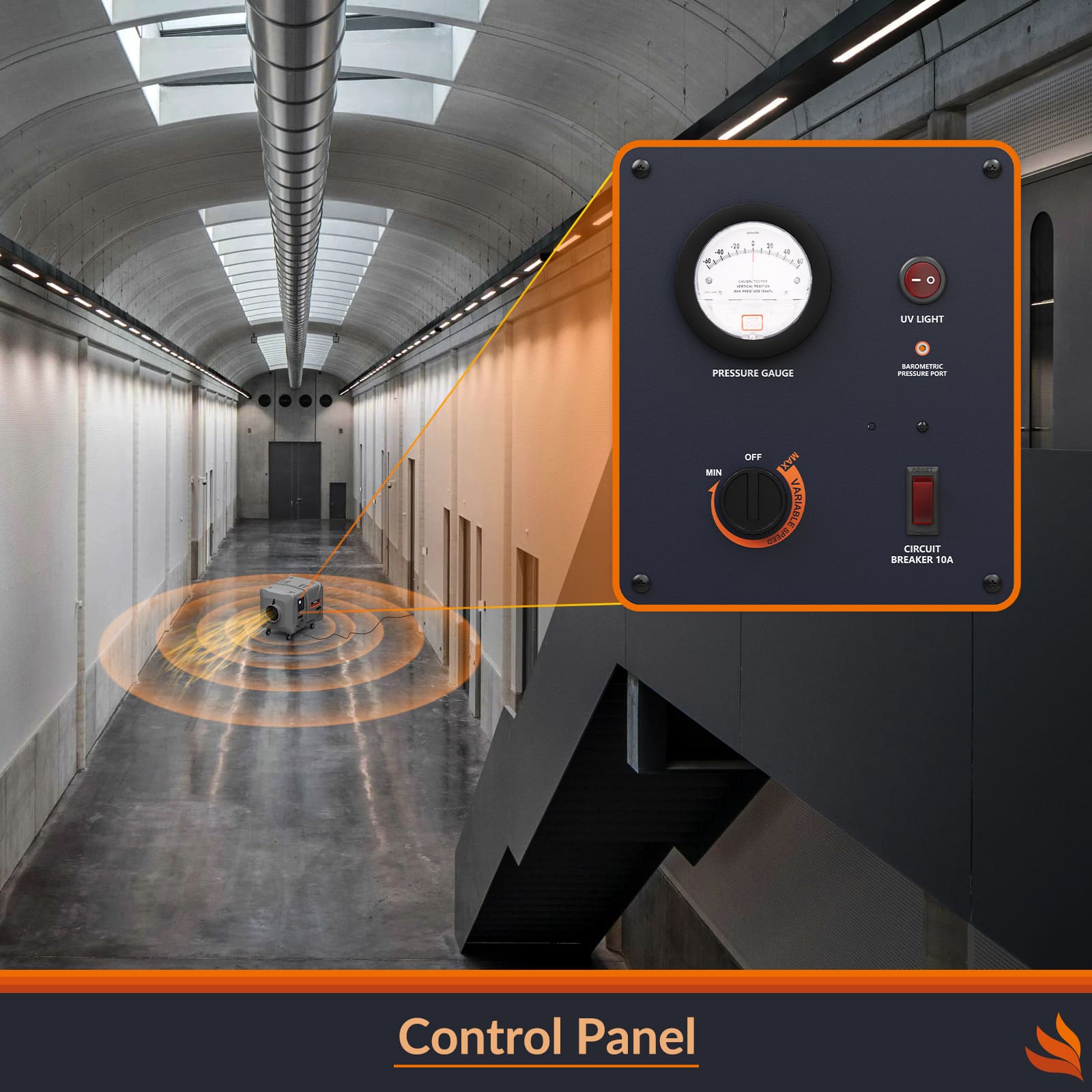 PuriCare S2 UV Commercial Air Scrubber with UV-C Light, 3 Stage Filters, Up To 2000 CFM | Alorair