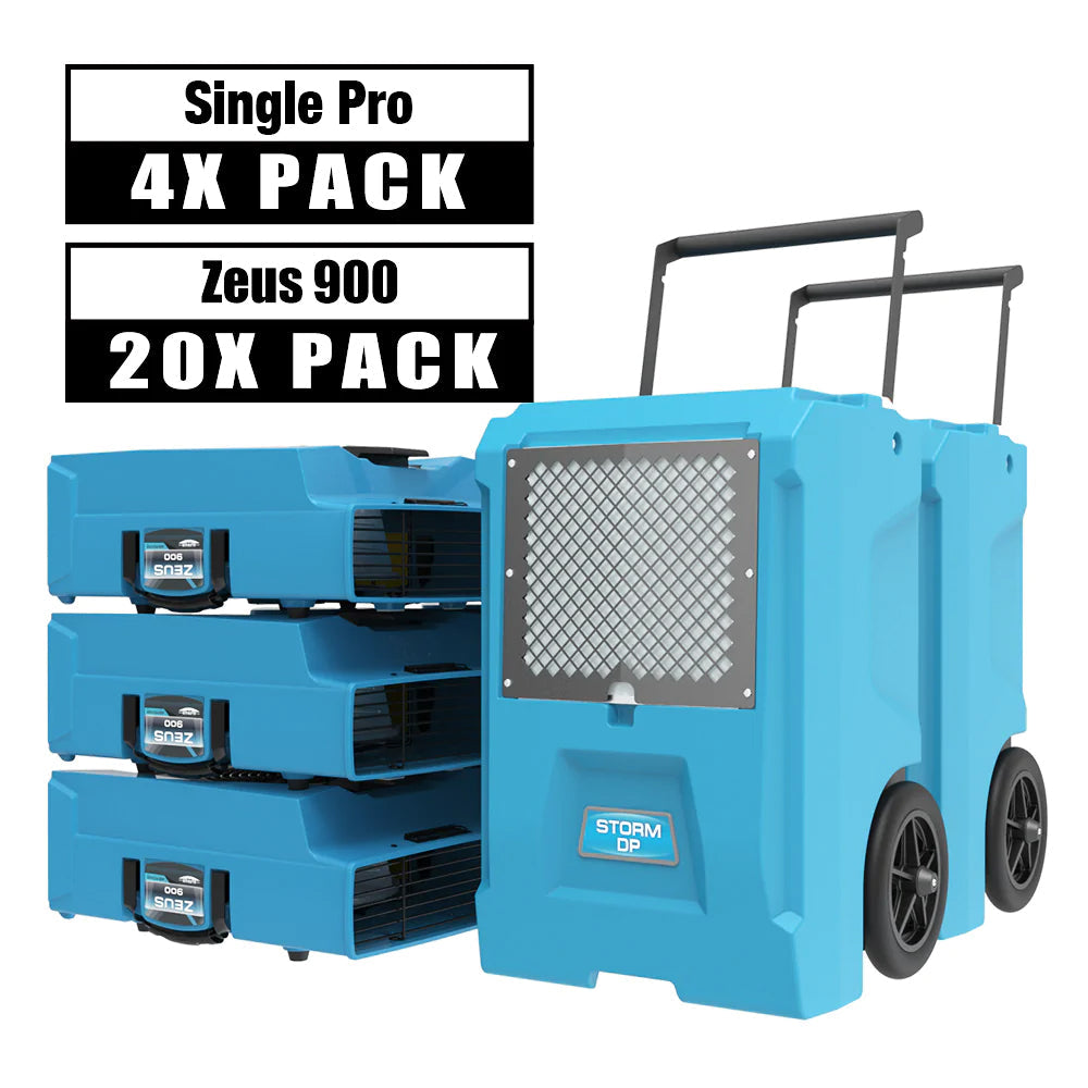 AlorAir® Ultimate Pack 4 Commercial Storm Single Dp Dehumidifiers 50 Pint + 20 Air Movers Water Damage Restoration Equipment Package