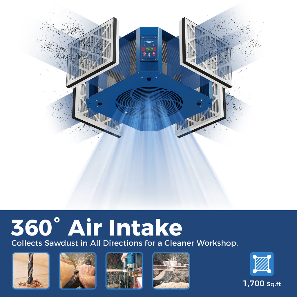 AlorAir 360 Degree Intake Air Filtration System Woodworking (1350 CF