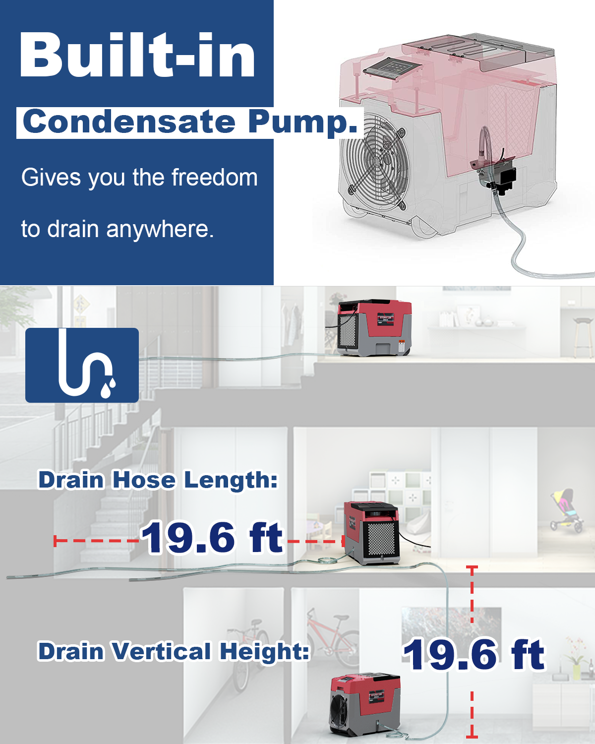 AlorAir® Storm LGR 850X | 180 PPD Smart Wi-Fi Commercial Dehumidifier with Pump