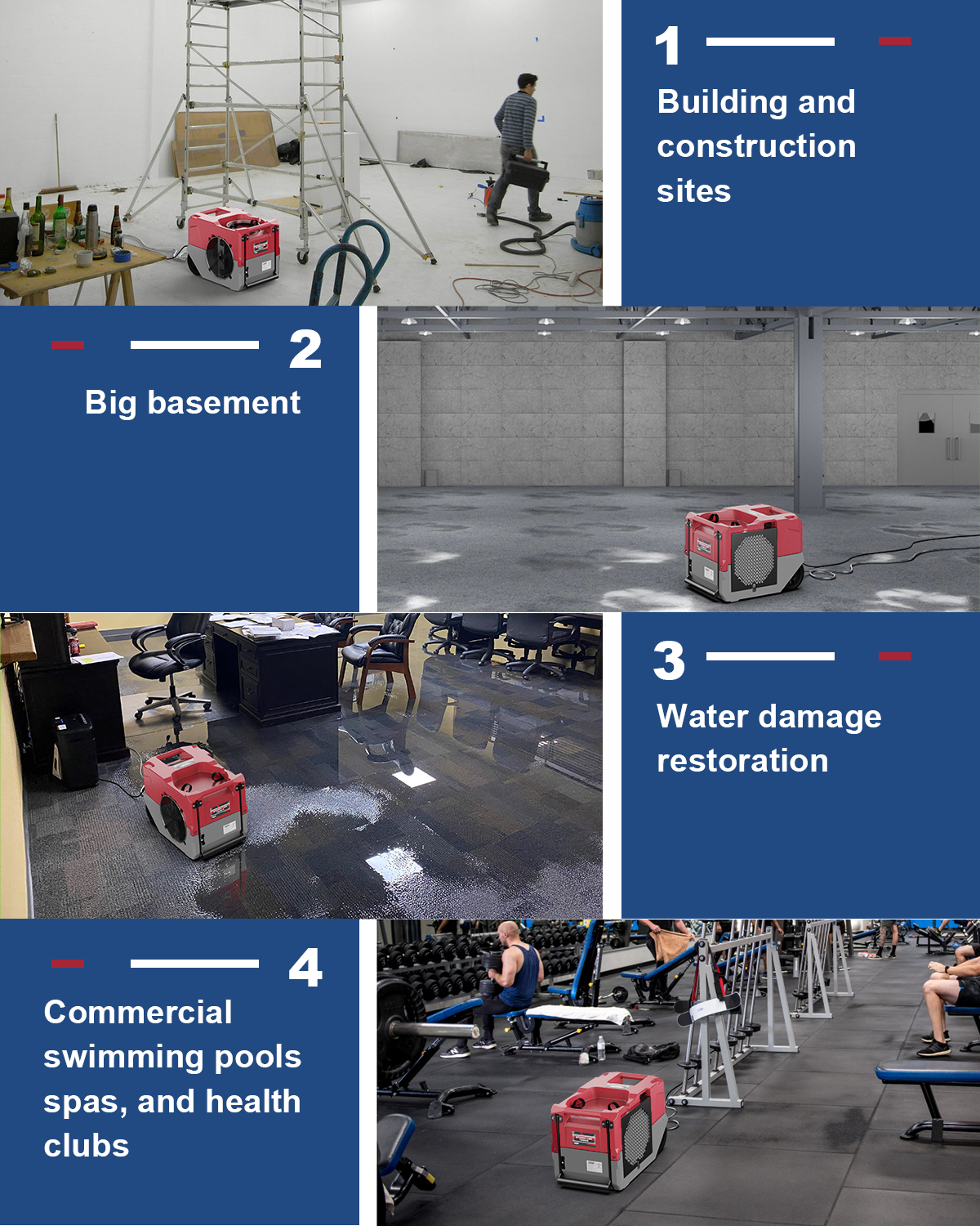 AlorAir® Storm LGR 1250X | Smart Wi-Fi 264 PPD Industrial Commercial Dehumidifiers with Pump for Basements, Garages, and Job Sites, Red