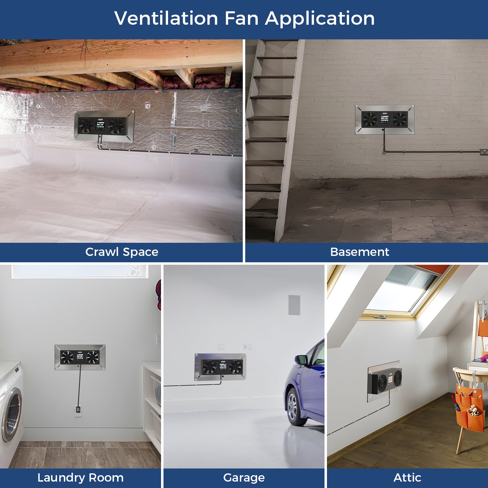 AlorAir Crawl Space Basement Ventilator Fan  with Temperature Humidity Controller, 240CFM (Air-out)