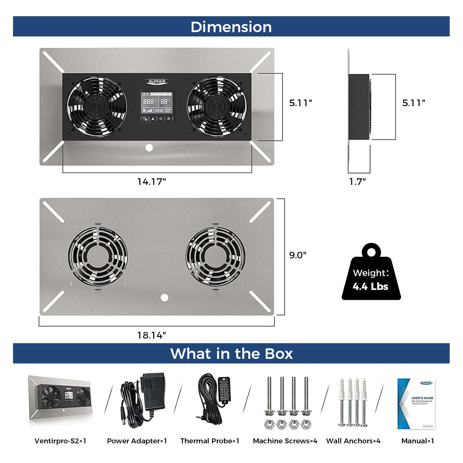 AlorAir Crawl Space Basement Ventilator Fan  with Temperature Humidity Controller, 240CFM (Air-out)
