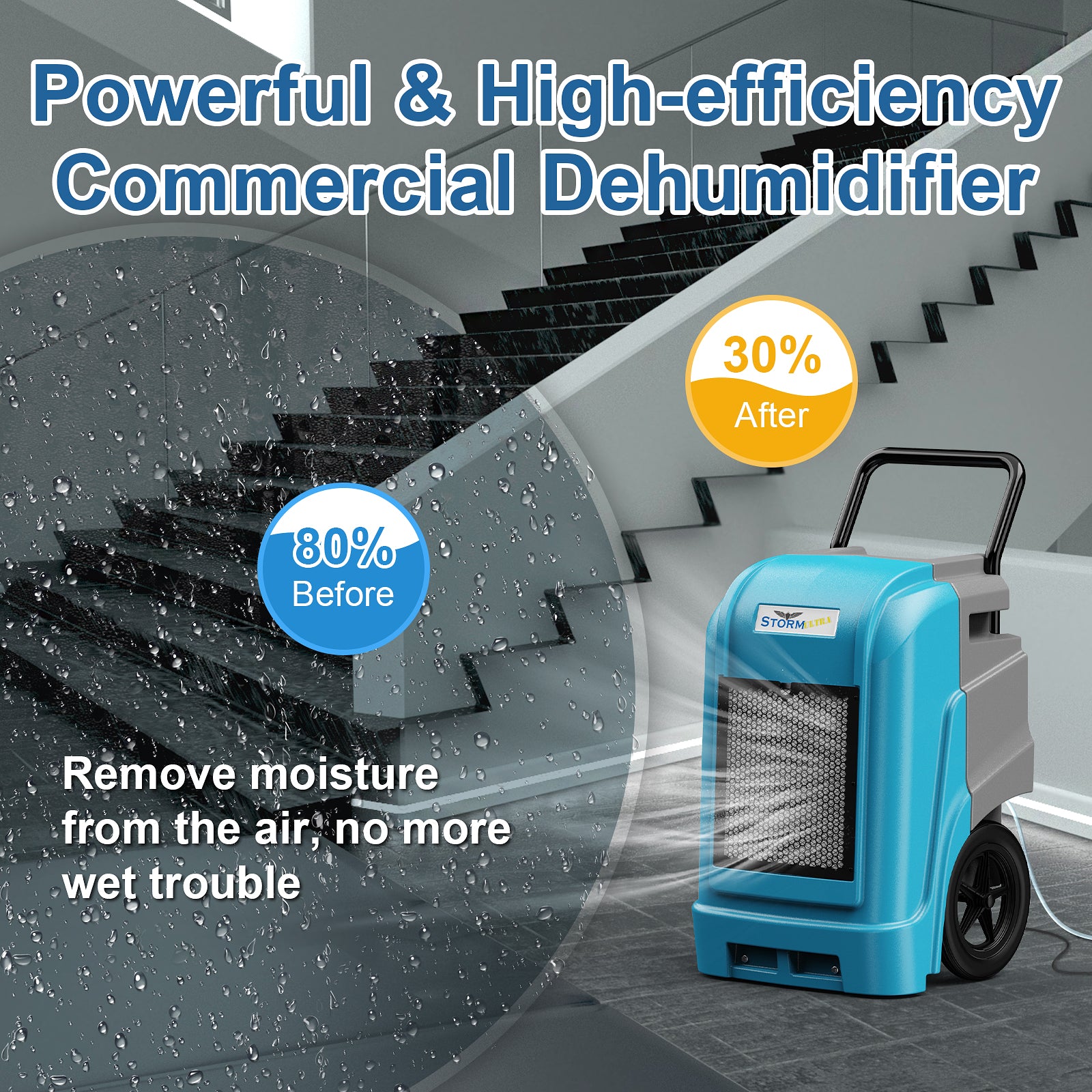 AlorAir® Storm Ultra | 190 Pints Smart Wi-Fi Large Capacity Industrial Dehumidifier for Basements, Garages & Job Sites