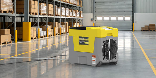 Storm SLGR 850X industrial dehumidifier operating in a warehouse
