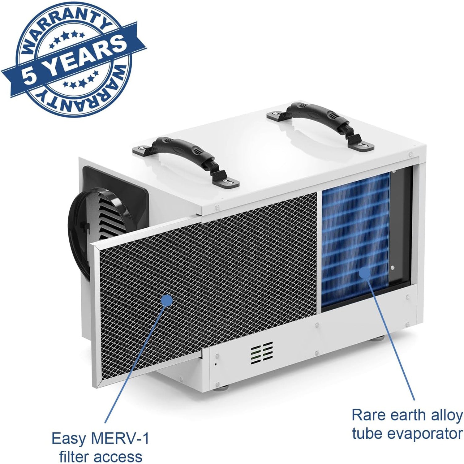ALORAIR Basement/Crawl Space Dehumidifiers Removal 120 PPD (Saturation), 55 Pint Commercial Dehumidifier | Sentinel HD55S (White)