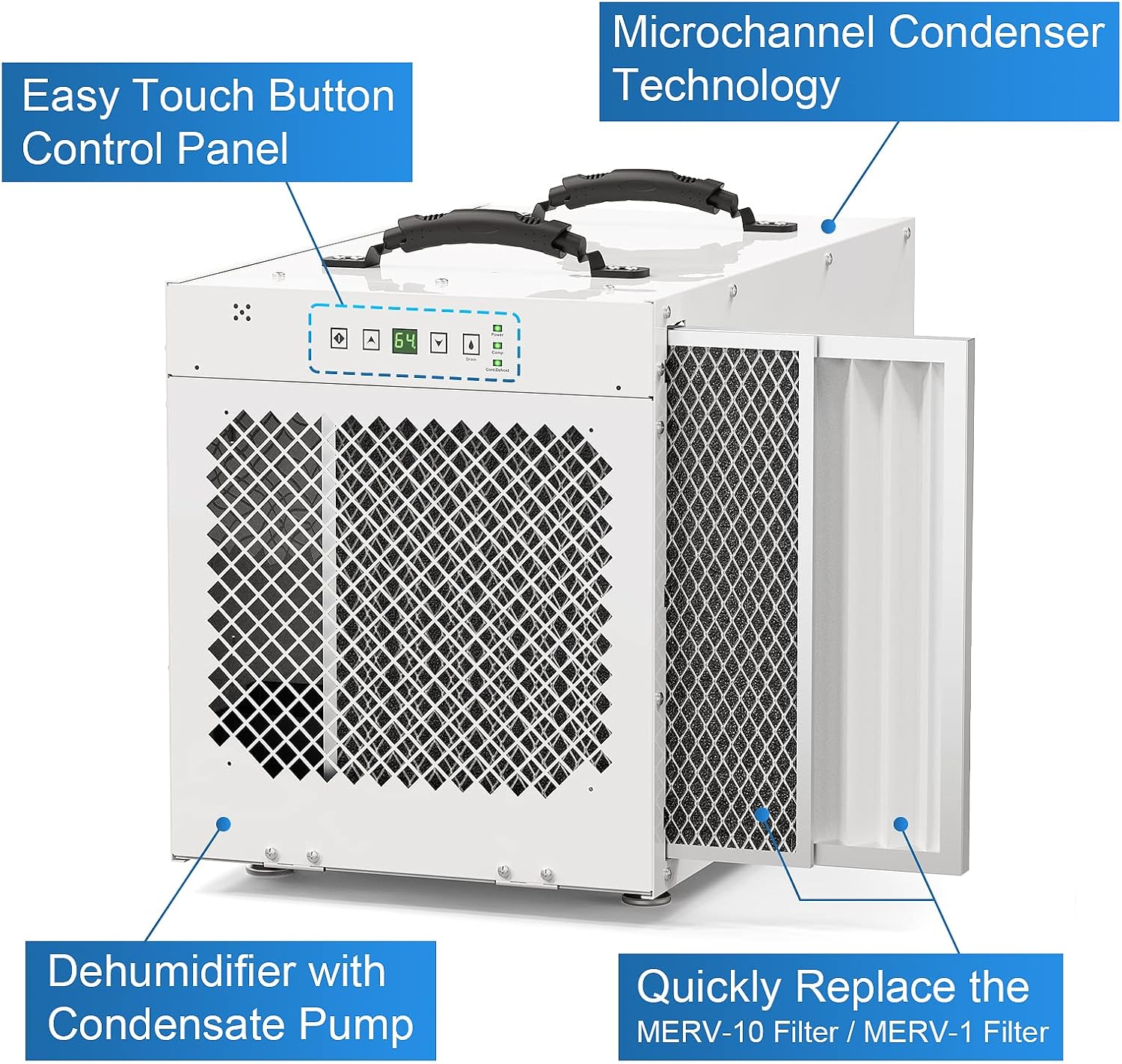 AlorAir Sentinel HDi100, 220 Pints Whole House Dewhumidifier for Crawl Space, Basements, Attic, Pump Drain