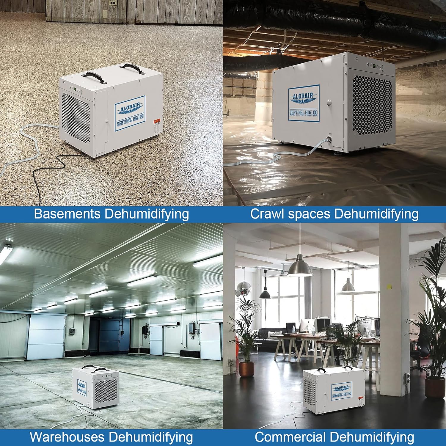 AlorAir Sentinel HDi100, 220 Pints Whole House Dewhumidifier for Crawl Space, Basements, Attic, Pump Drain