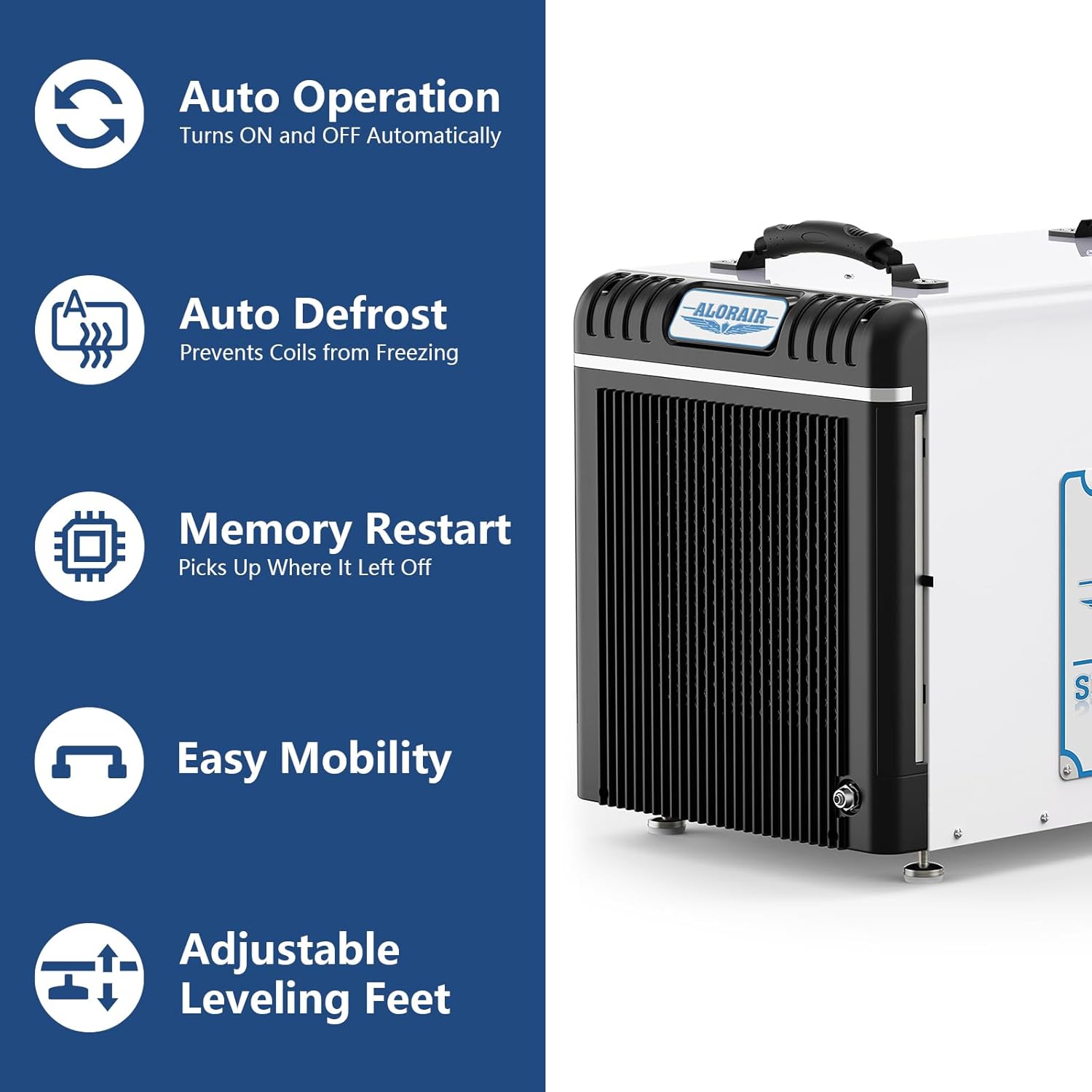 ALORAIR 198 Pints Whole House Commercial Dehumidifiers for Crawlspace, Basement, Attic, Pump Drain