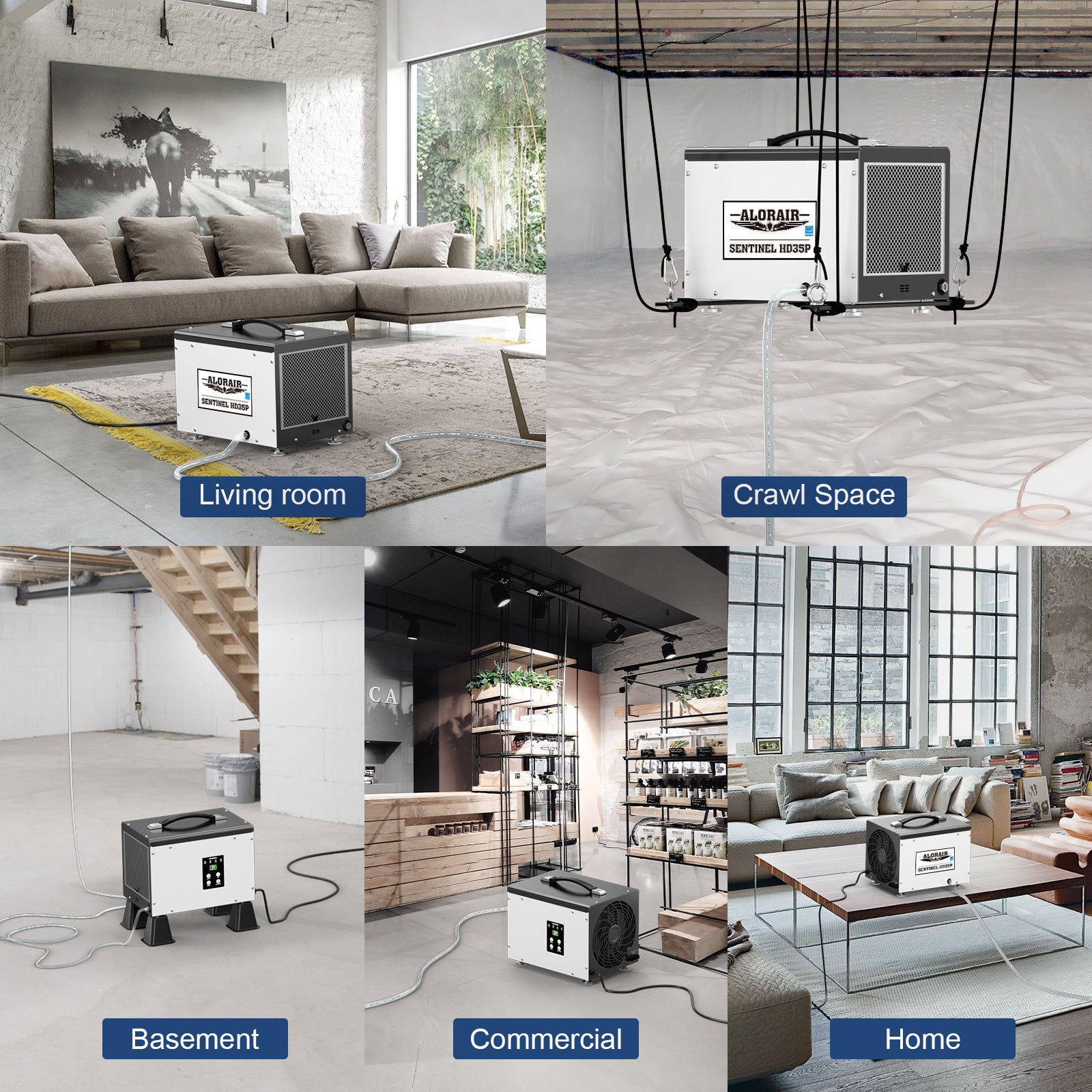 AlorAir WiFi 70 PPD Crawl Space Dehumidifier | Sentinel HD35P WIFI | Size for 1000 Sq Ft