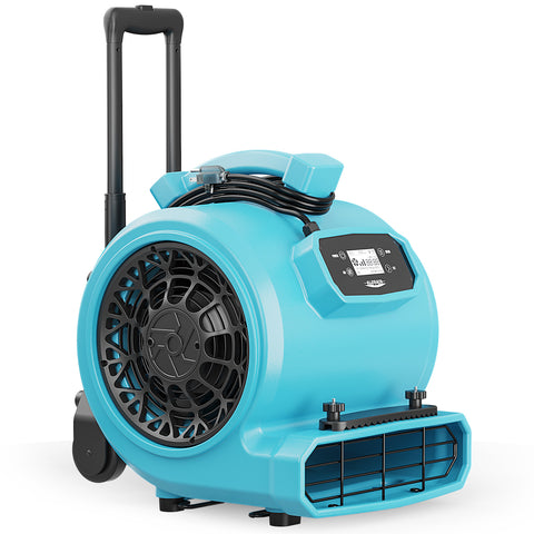 AlorAir® 4000 CFM Air Mover Blower Fan with 18 Timer, Handle Wheelkit, Digital Control, Carpet Buckles for Industrial Water Damage Restoration | GE4000HCW