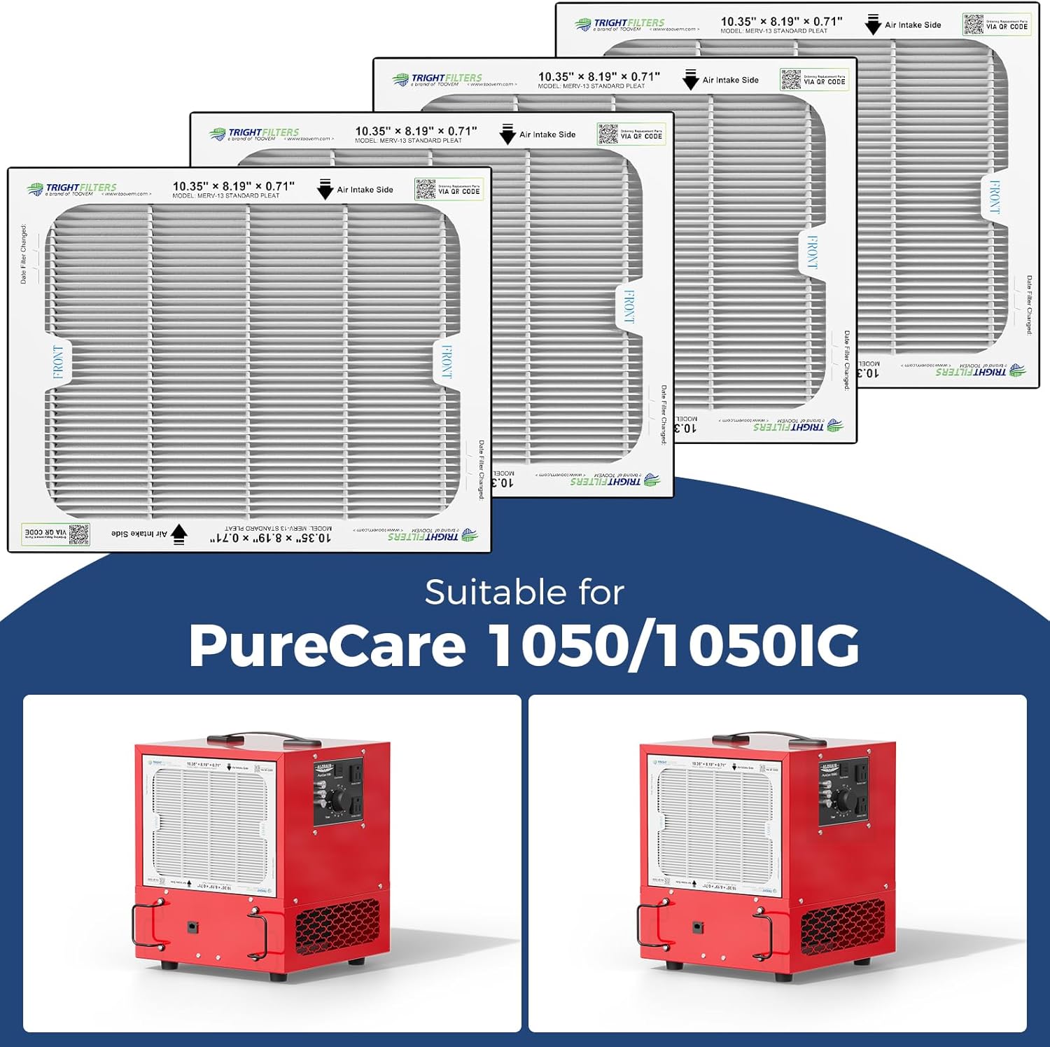 AlorAir 4 Pack MERV-13 Air Filter for Purecare 1050/1050IG Air Filtration System