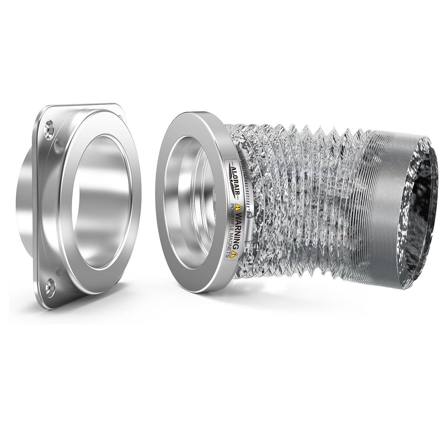 AlorAir Magnetic Dryer Vent Connector Kit, Airtight, Easy-Clean 4” Quick Connect with Hose & Clamps