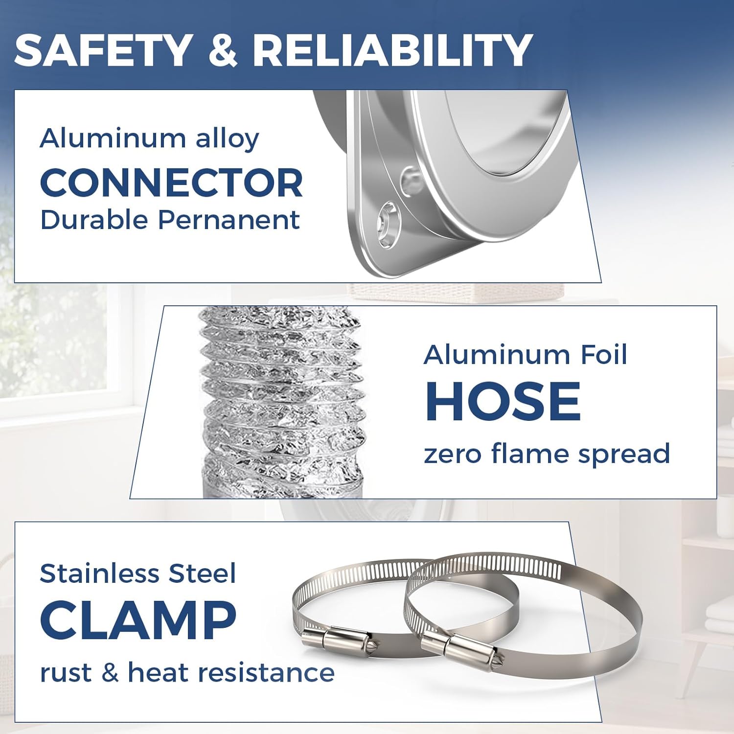 AlorAir Magnetic Dryer Vent Connector Kit, Airtight, Easy-Clean 4” Quick Connect with Hose & Clamps