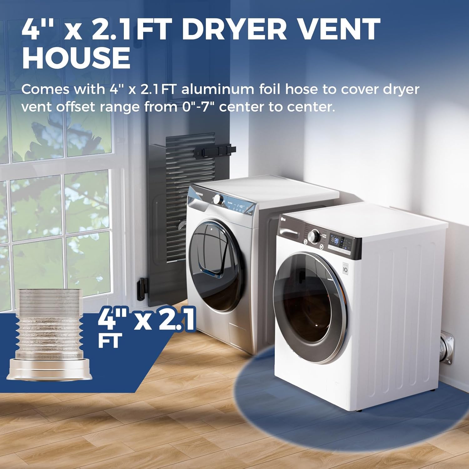 AlorAir Magnetic Dryer Vent Connector Kit, Airtight, Easy-Clean 4” Quick Connect with Hose & Clamps