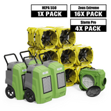 Alorair® Pro Pack 4xCommercial Dehumidifiers, 16xAir Movers and Scrubber Water Damage Restoration Equipment Package