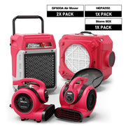 Alorair Water Damage Restoration Equipment, Storm 80X Commercial Dehumidifier*1, HEPA 550 Air Scrubber*1, GF600A Air Movers*2