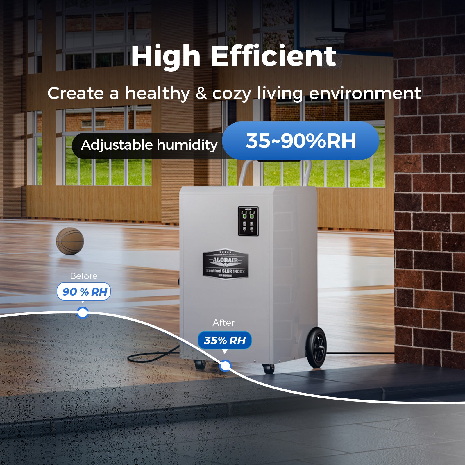 AlorAir® Sentinel SLGR 1400X | 440 CFM 140 PPD Commercial Dehumidifier for 3,800 Sq. Ft, Water Damage Restoration