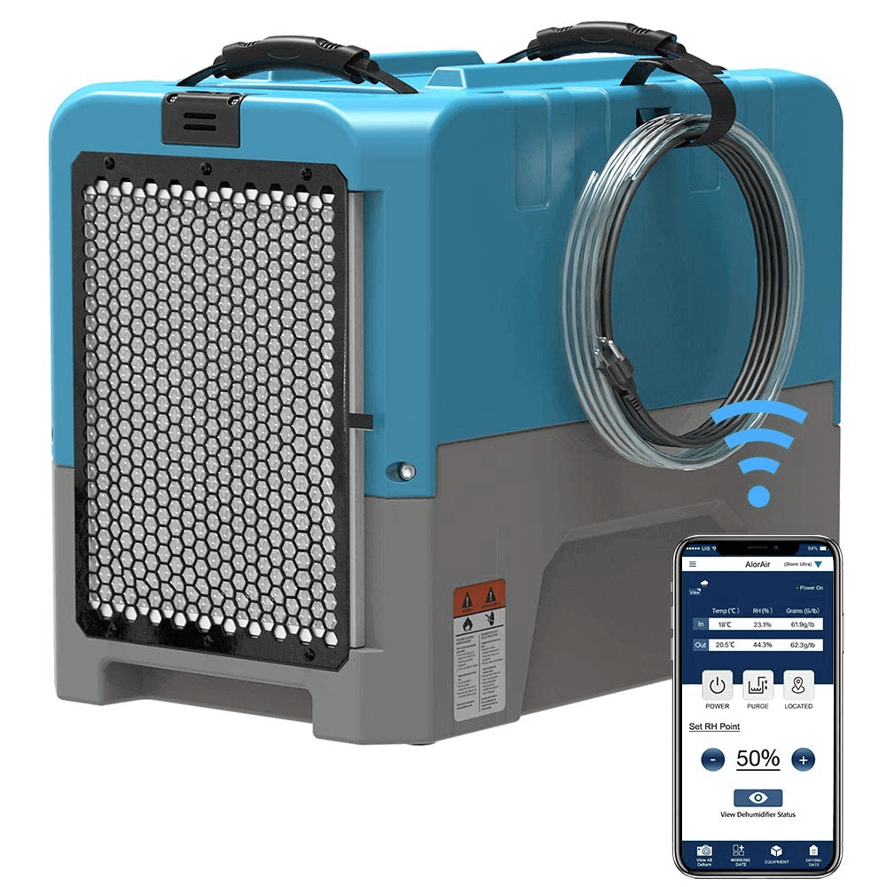 Alorair Commercial Water Damage Restoration Equipment, 1 x Storm LGR Extreme WIFI Dehumidifier, 4 x GE4000HTC Air Mover Combo Pack