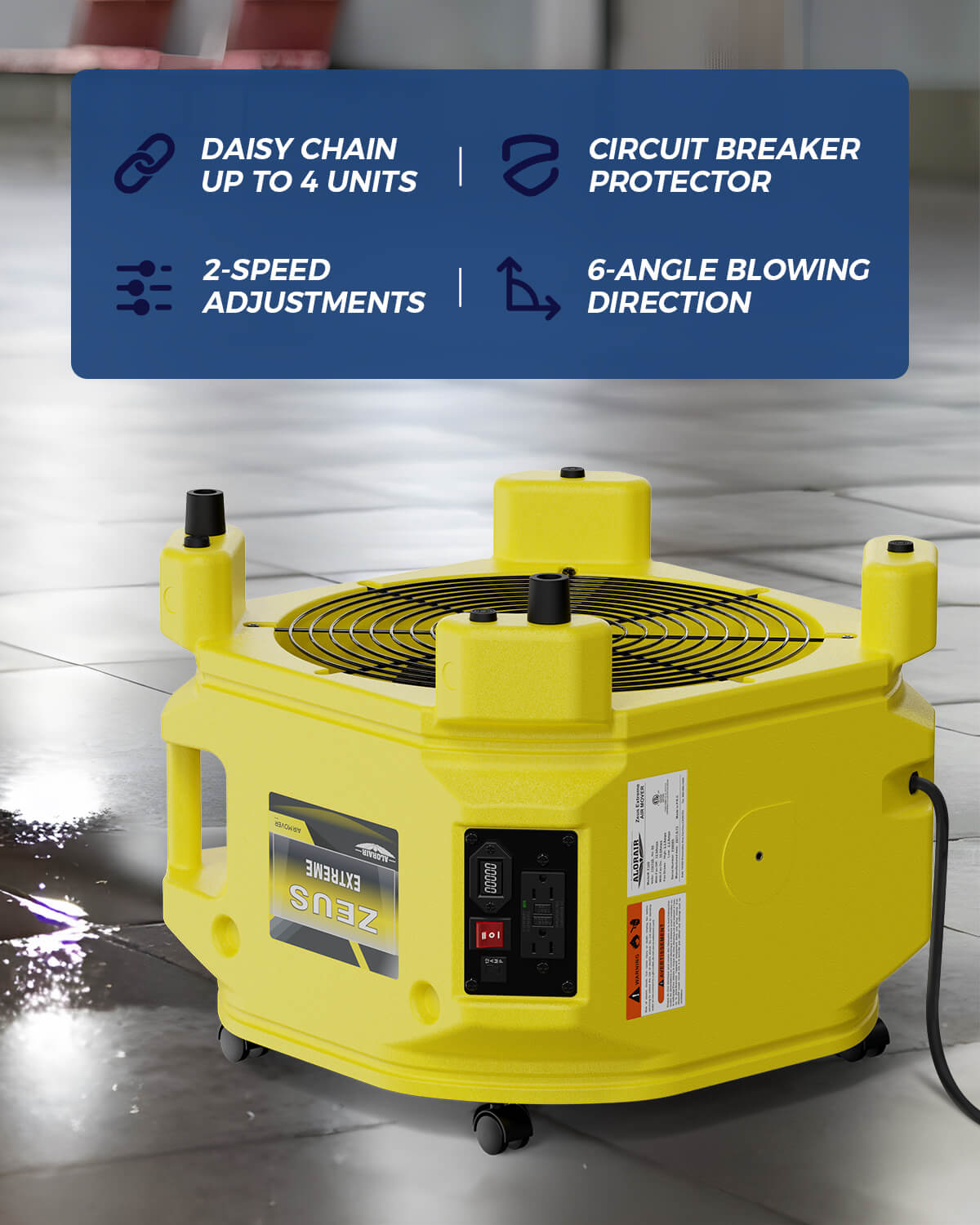 Alorair® Commercial Mold Prevention Combo Pack, 1 x Dehumidifier, 4 x Air Mover and 1 x Scrubber | Storm LGR 1250X Wi-Fi & Zeus Extreme & Max/Pro 970