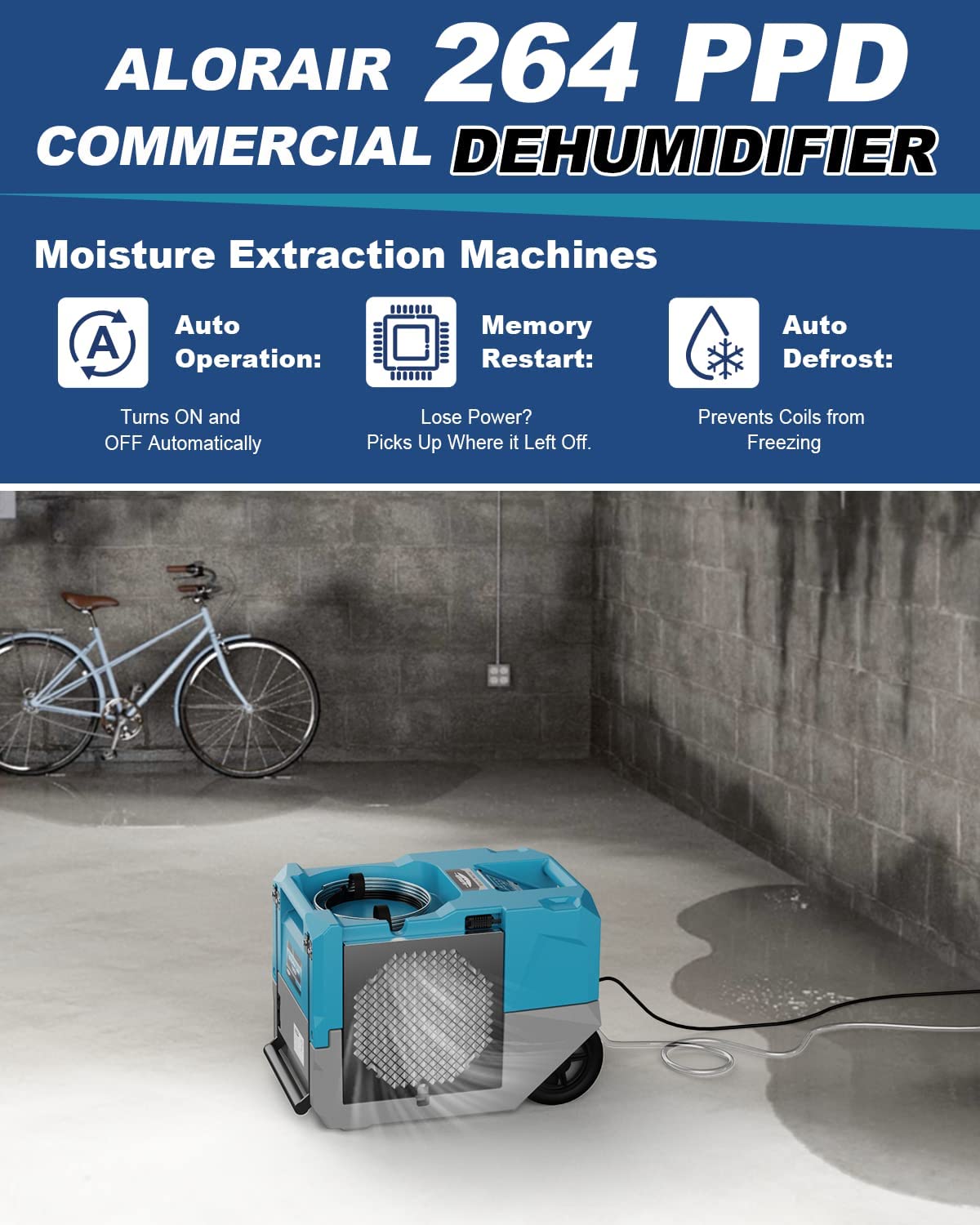 AlorAir Wholesale Package of LGR 1250 Industrial Commercial Dehumidifier, 125 Pint Dehumidifier with Pump (pack of 4/8/50)