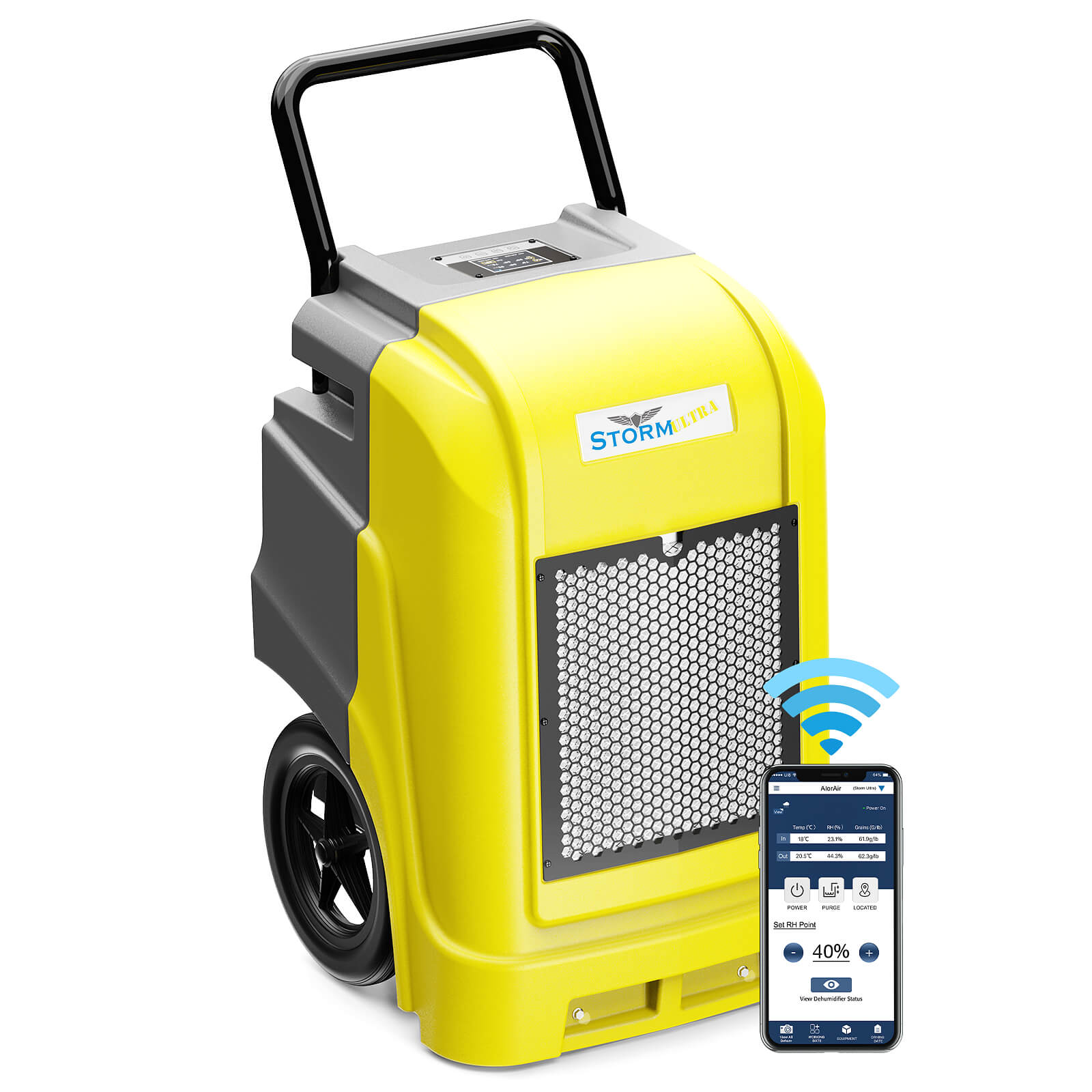 AlorAir® 190 Pints Smart Wi-Fi Large Capacity Industrial Dehumidifier for Basements, Garages & Job Sites | Storm Ultra