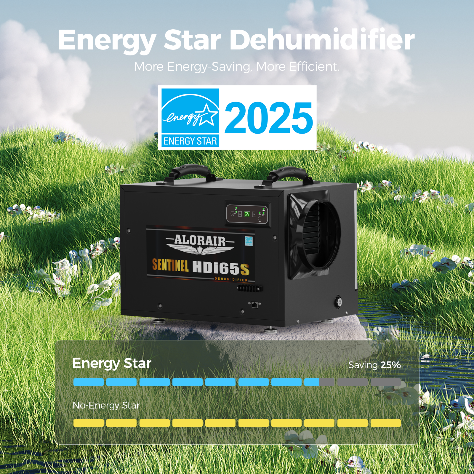 AlorAir App Controlled 120 PPD Crawl Space Dehumidifiers Size for 1300 sq.ft with Pump | Sentinel HDi65S WIFI