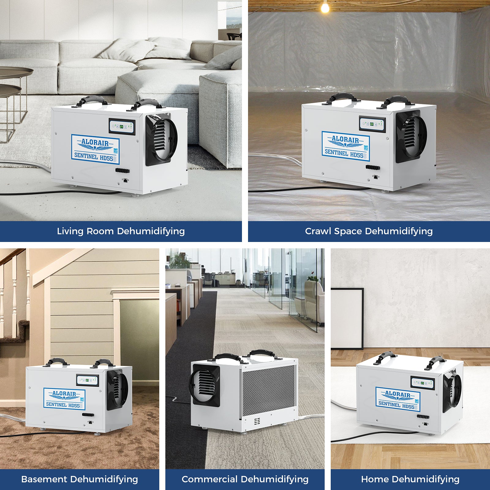 AlorAir® WiFi App Controlled Dehumidifier Removal 120PPD Size for 1300 sq.ft | Sentinel HD55S White WIFI