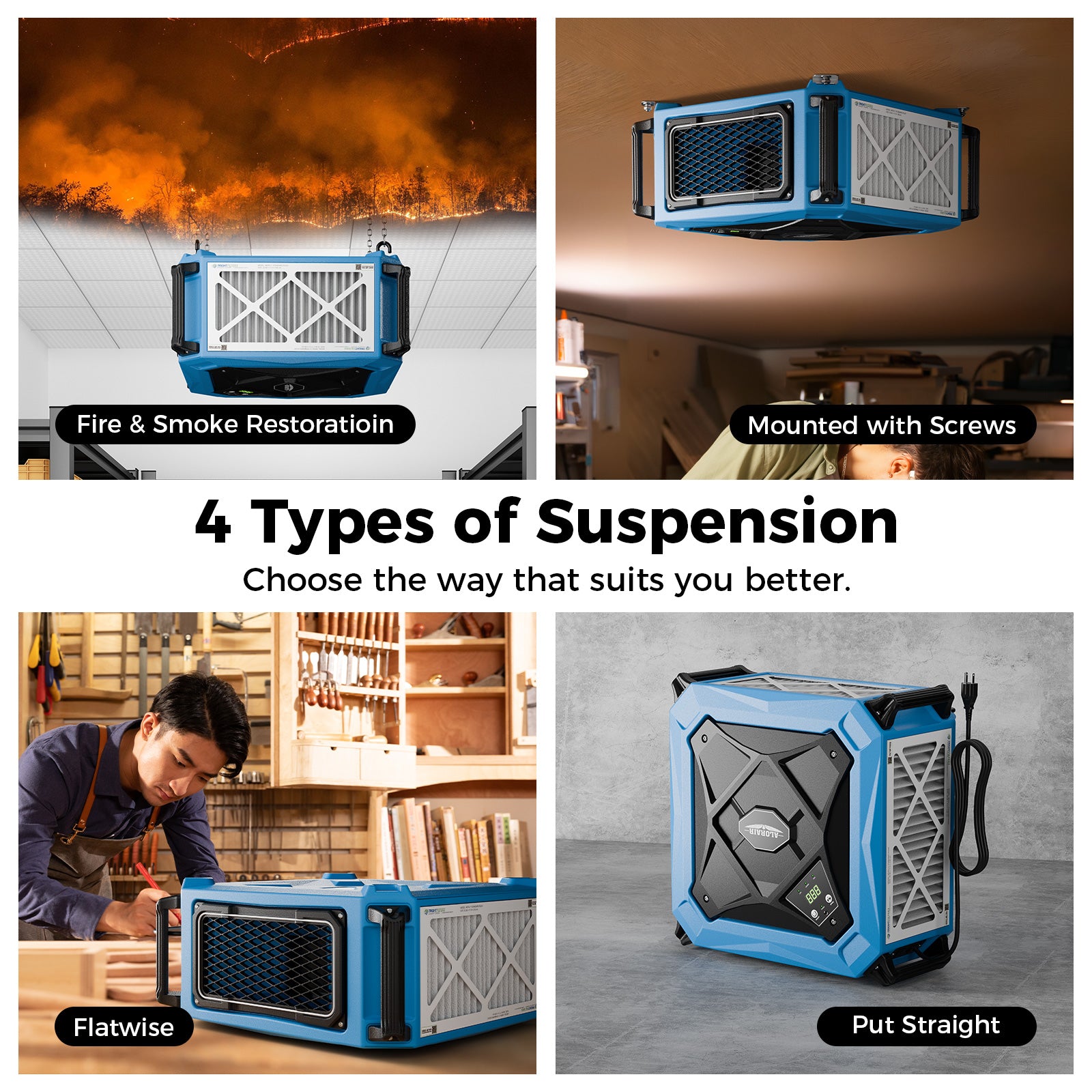 ALORAIR 270° Intake Air Filtration Systems with Remote Control and