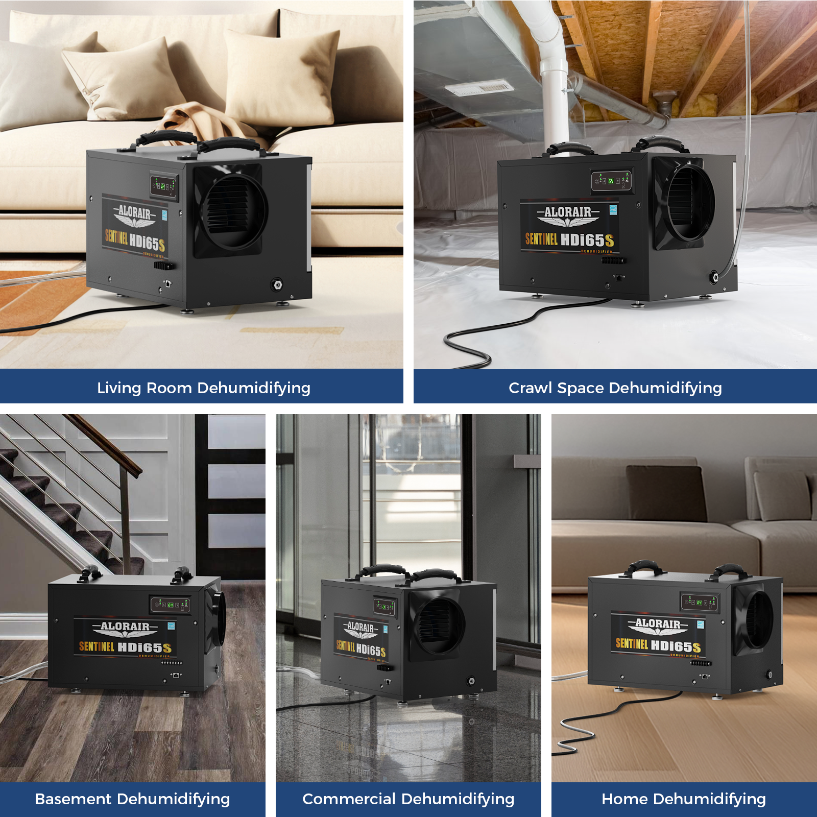 AlorAir App Controlled 120 PPD Crawl Space Dehumidifiers Size for 1300 sq.ft with Pump | Sentinel HDi65S WIFI