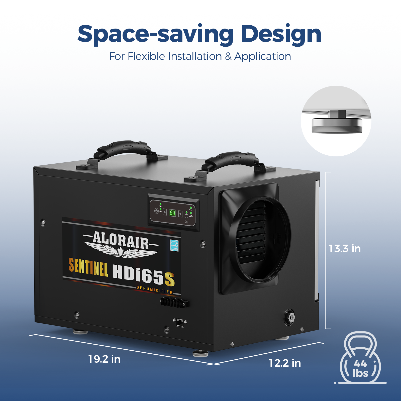 AlorAir App Controlled 120 PPD Crawl Space Dehumidifiers Size for 1300 sq.ft with Pump | Sentinel HDi65S WIFI