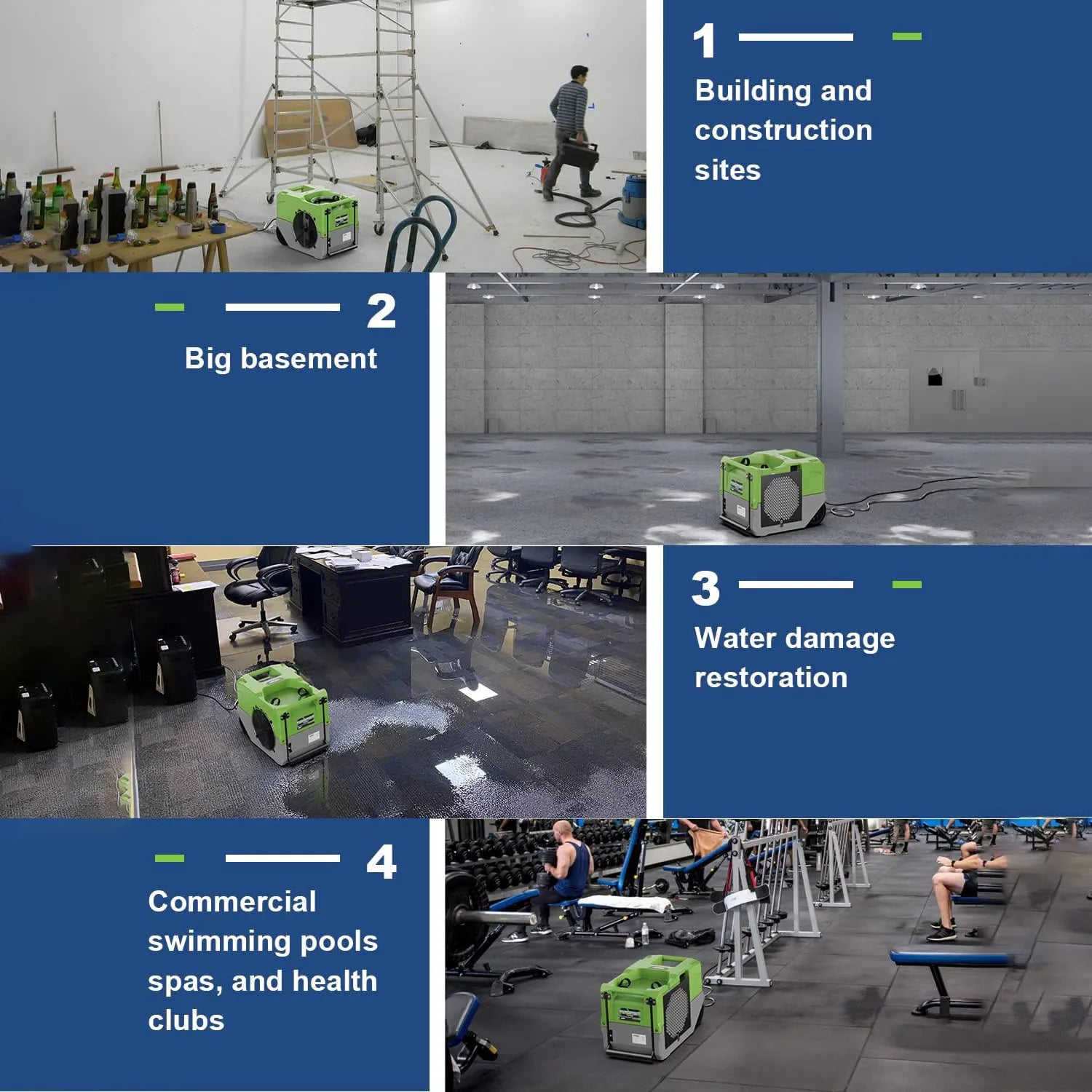 Alorair Mold Prevention Combo Pack, 1 X Storm LGR 1250 Commercial Dehumidifier, 4 X Zeus Extreme Air Mover, 1 X HEPA Pro 770 Air Scrubber