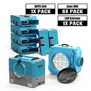 Alorair Water Damage Restoration Equipment, 1 X Storm LGR Extreme Commercial Dehumidifier, 6 X Zeus 900 Air Mover, 1 X CleanShield HEPA 550 Scrubber